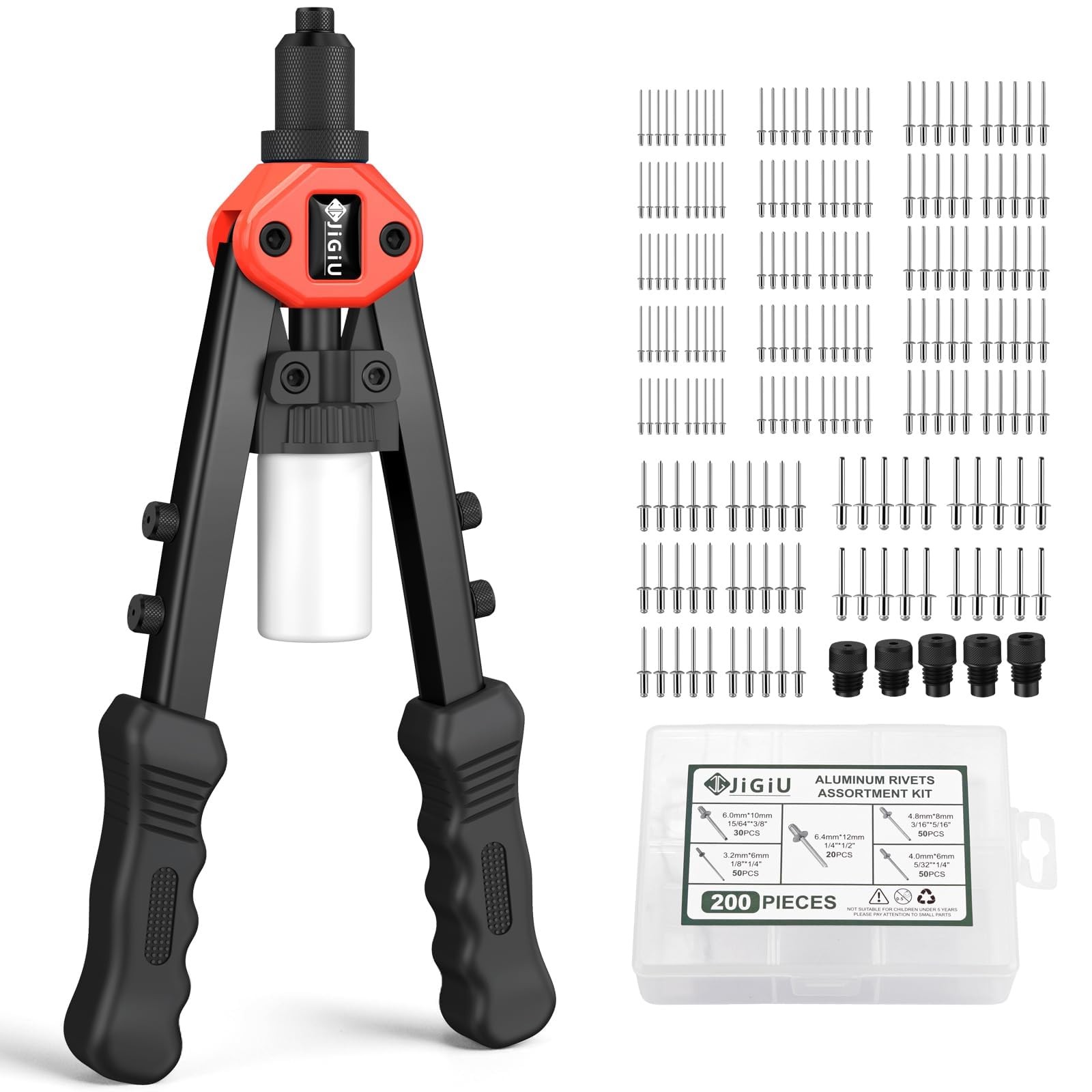 Riveter Set Blind Riveter Interchangeable Mouthpieces 3.2mm 4.0mm 4.8mm 6.4...