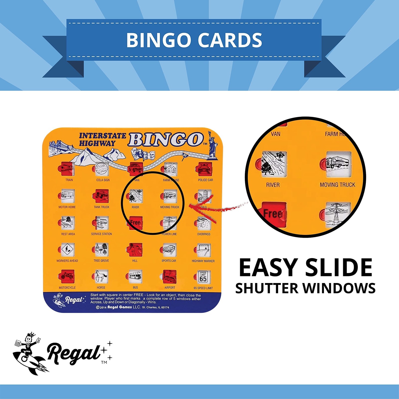 Finger-Tip Shutter Bingo Cards with Sliding Windows - Interstate Bingo & Auto...