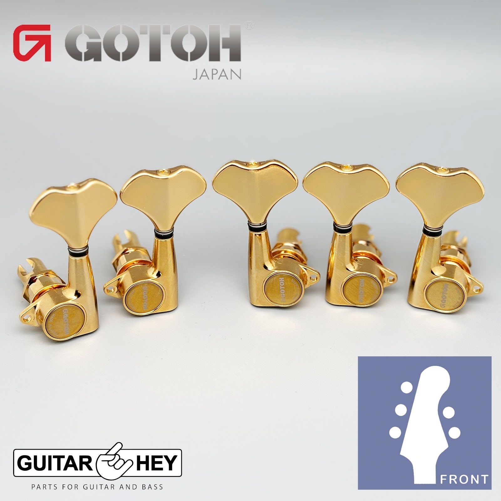 NEW Gotoh GB707 5-String Bass Machine Heads Set L3+R2 w/ Screws 3+2 Tuner - GOLD