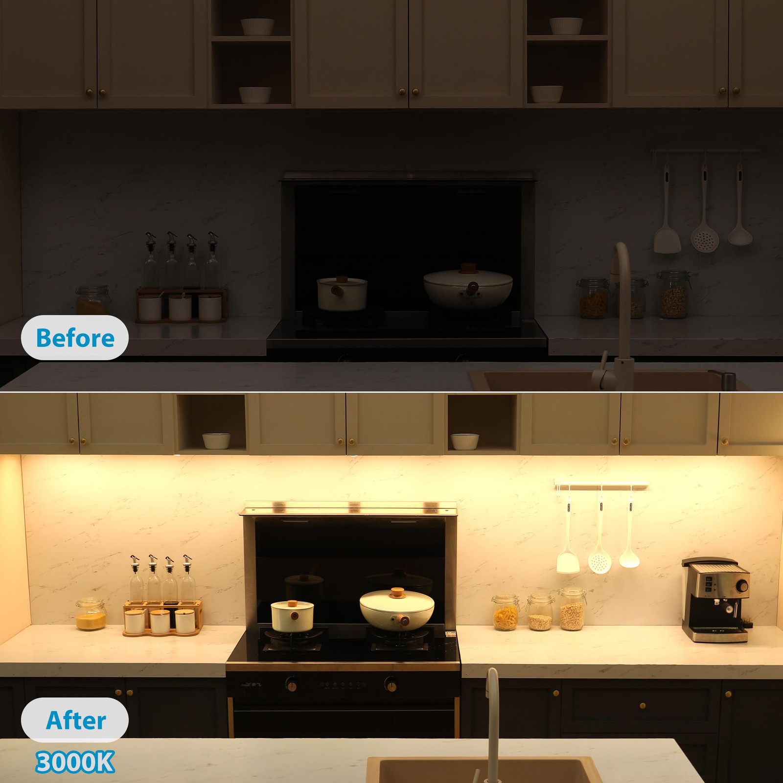 Under Cabinet Lighting Set Plug in, 3 pcs 12 Inches Light Bars. Super Bright ...
