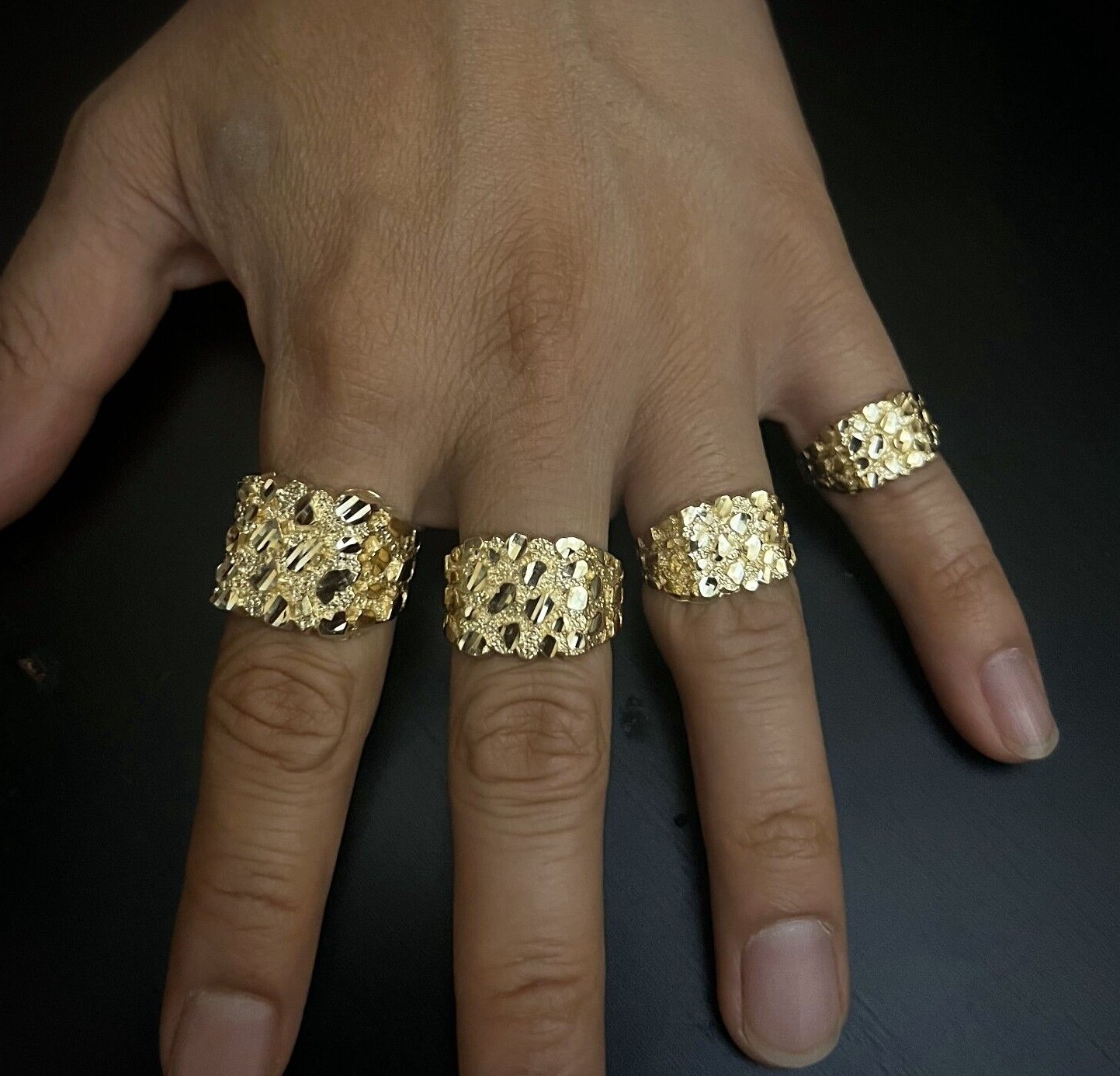 Authentic 14k Gold Nugget Ring Manly Small Medium Large Extra Large Sizes 6-13