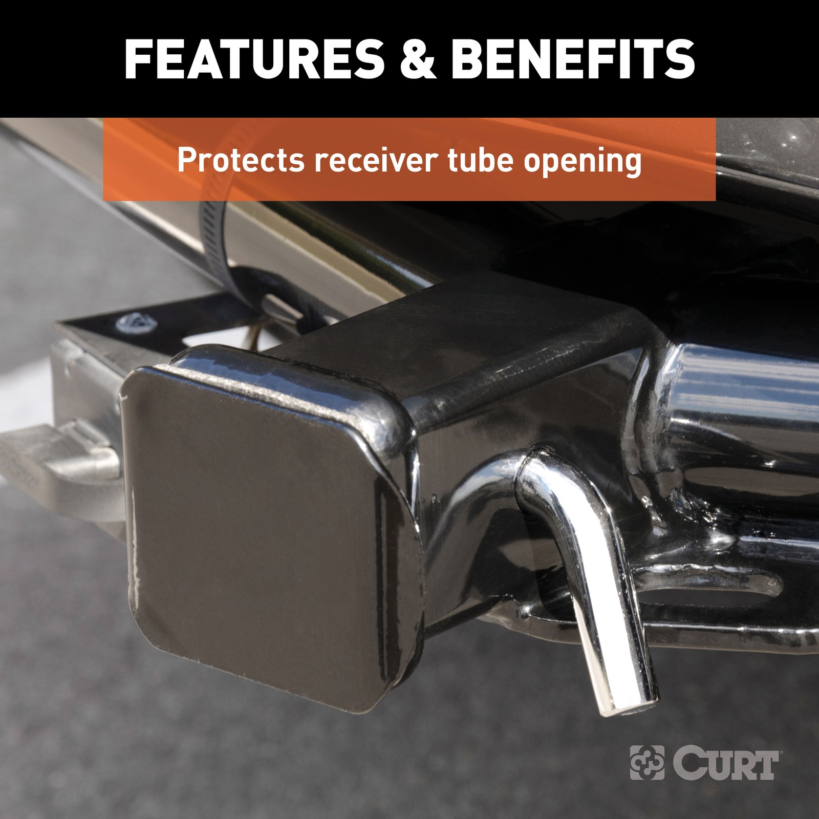 Curt 2" Black Steel Hitch Tube Cover (Packaged)