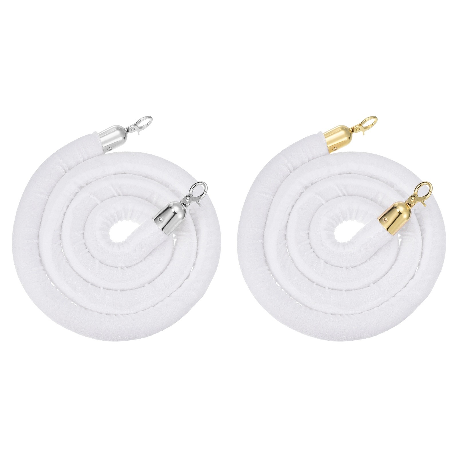 Velvet Stanchion Ropes with Silver Buckle, (6.6Ft X1.26 Inch, White) (2Pcs)