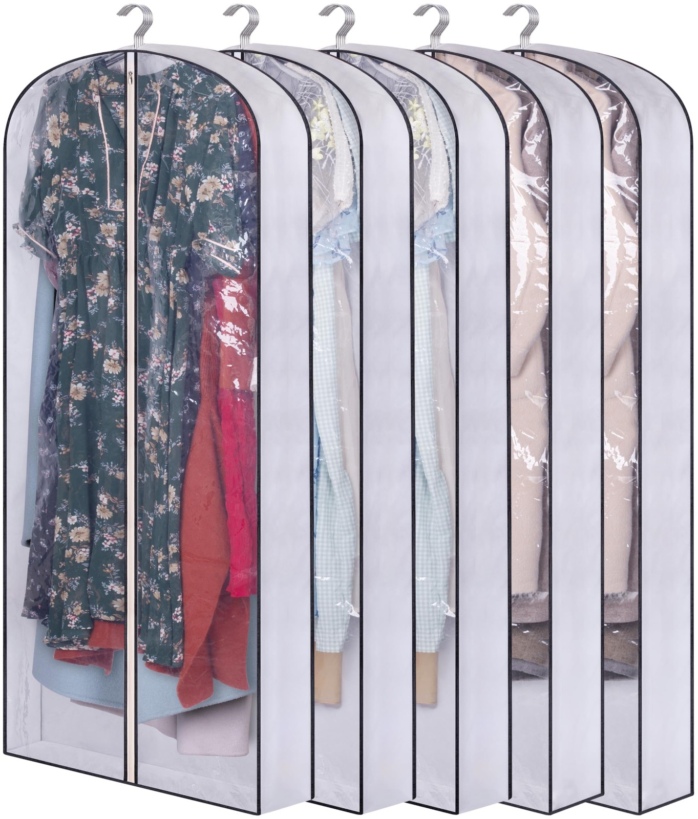 SLEEPING LAMB 60'' Long Hanging Garment Bags for Closet Storage Gusseted Clear D