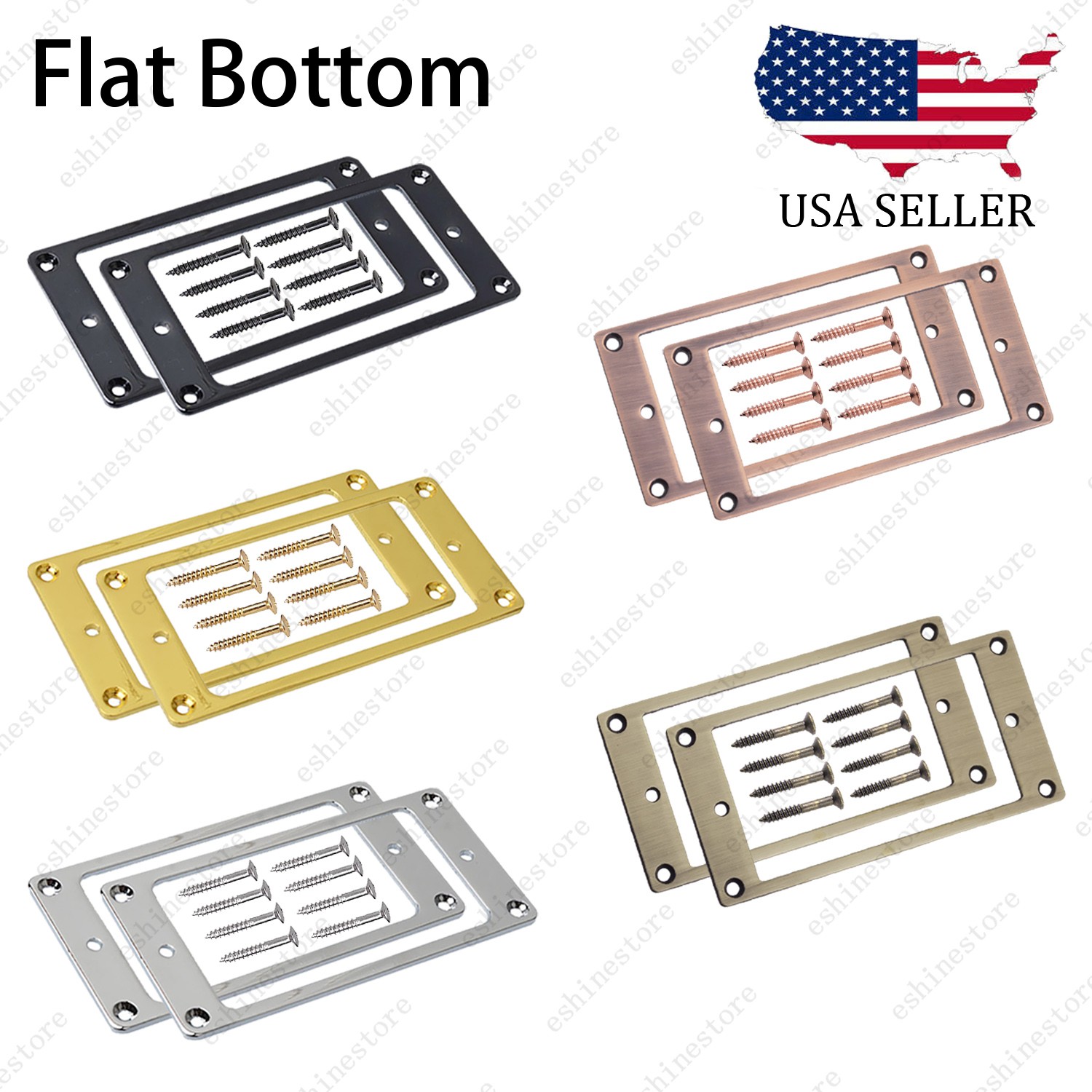 2Pcs Metal Flat Bottom Humbucker Guitar Pickup Ring Pickup Frames For SG 5Colors
