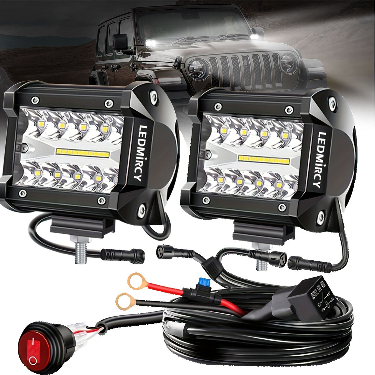 🔥2PCS 4"Inch 12V 120W LED Work Light Bar Flood Pod Driving Off-Road Tractor 4WD