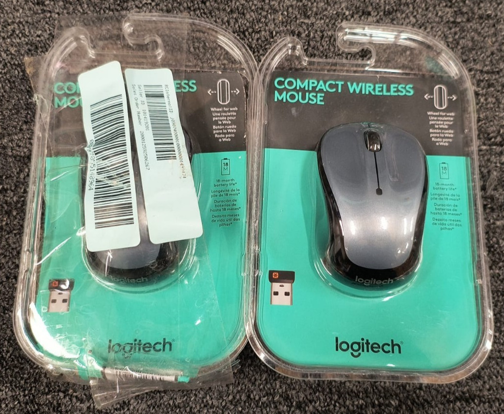 Lot of 2 - Logitech M185 Compact Wireless Mouse Swift Grey, 910-002225 -OBN- X1
