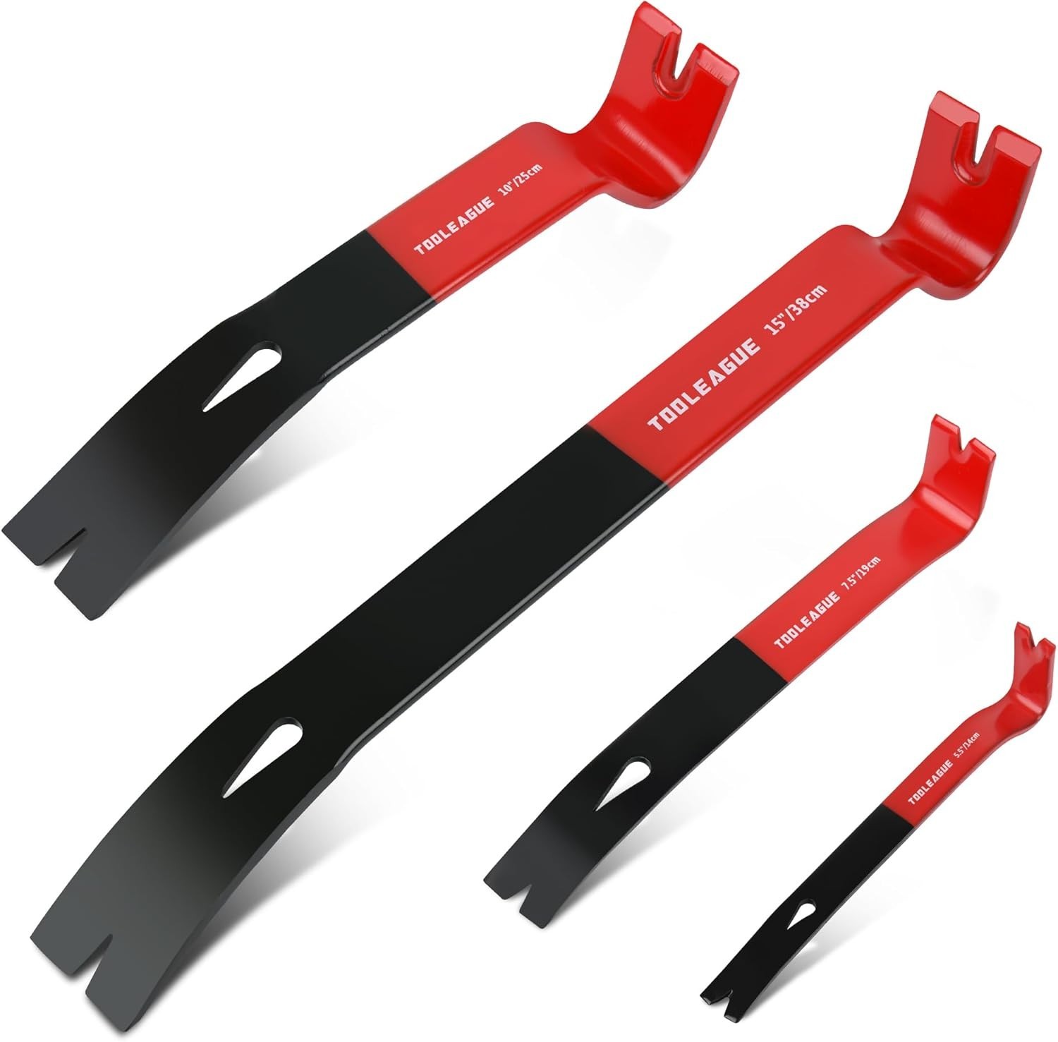 4Pcs Flat Pry Bar Set,5-1/2",7-1/2",10",15" Utility Heavy Duty Crow Bar with Nai
