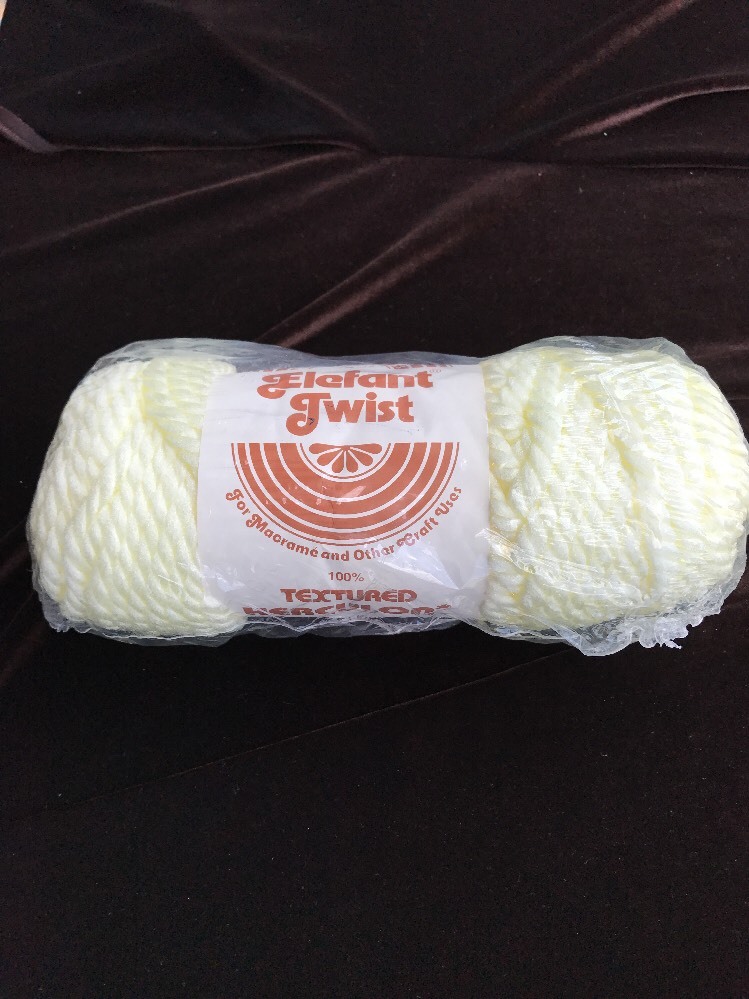 Elefant Twist Macrame Textured Herculon Cord/Rope Light Yellow NOS 7mm 50 yds