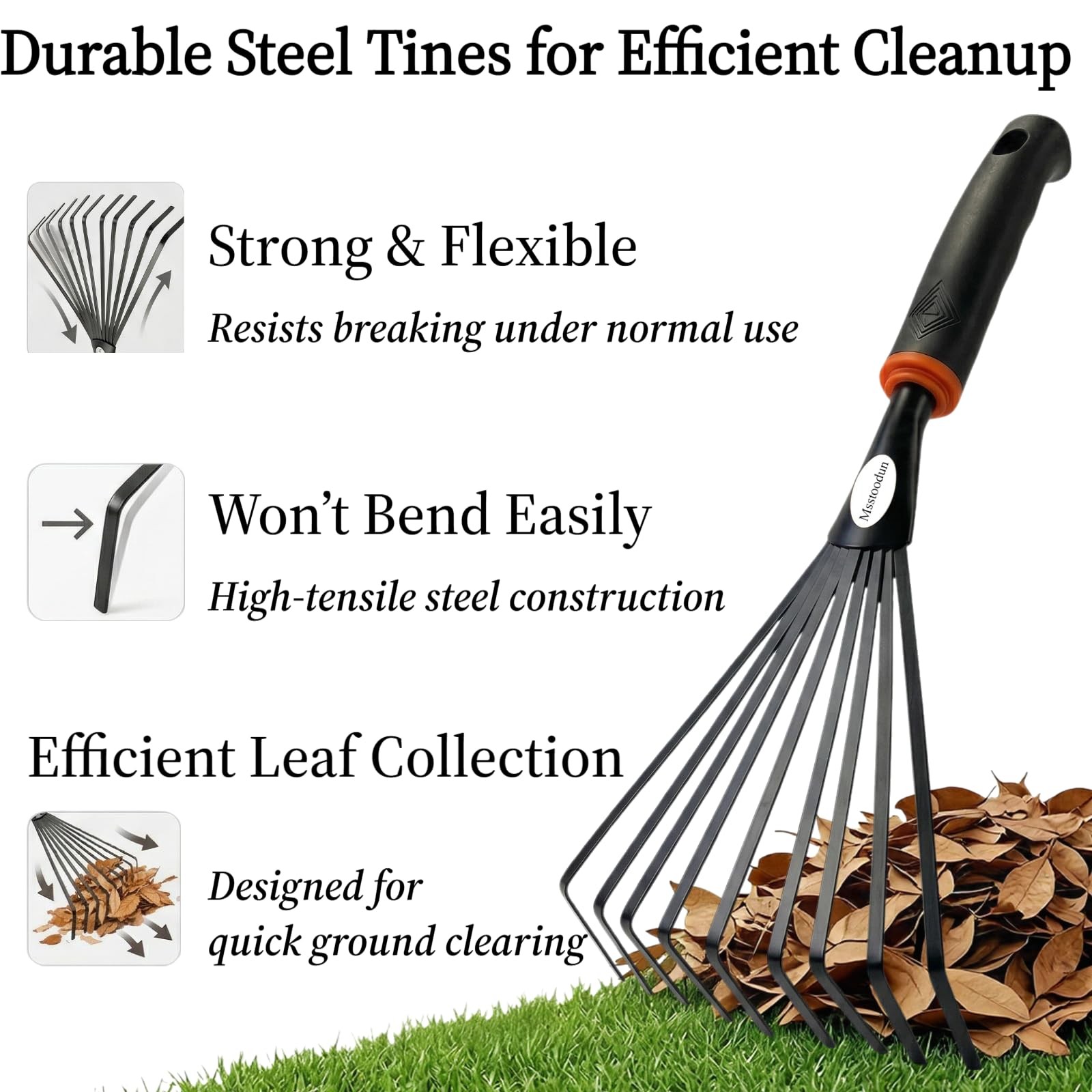 2 Pack Small Hand Rake for Gardening, Mini Leaf & Shrub Rake with Durable Ste...