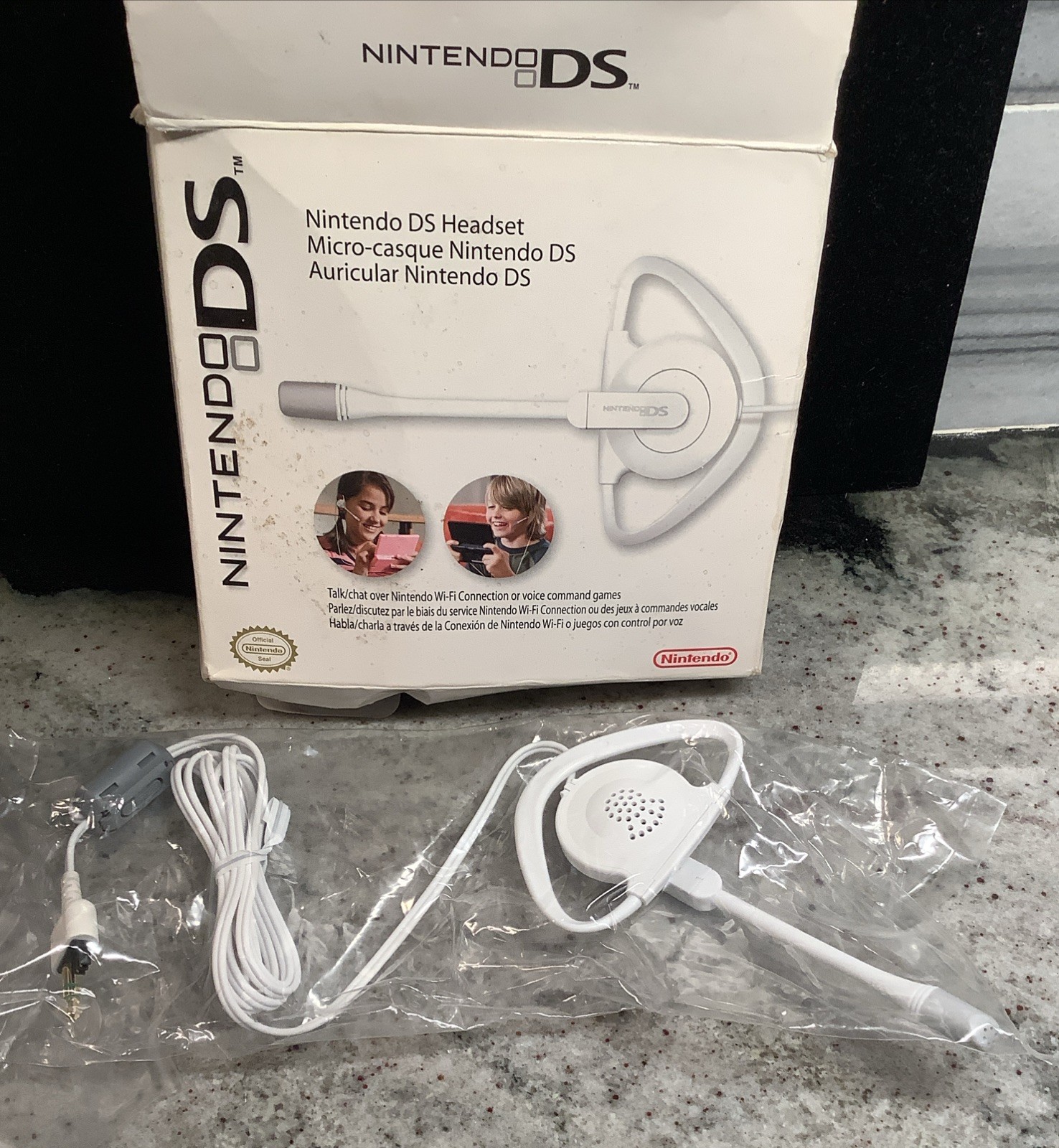 Nintendo Official White DS Ear-Hook Headset - NIOB - Unused-Box Damaged