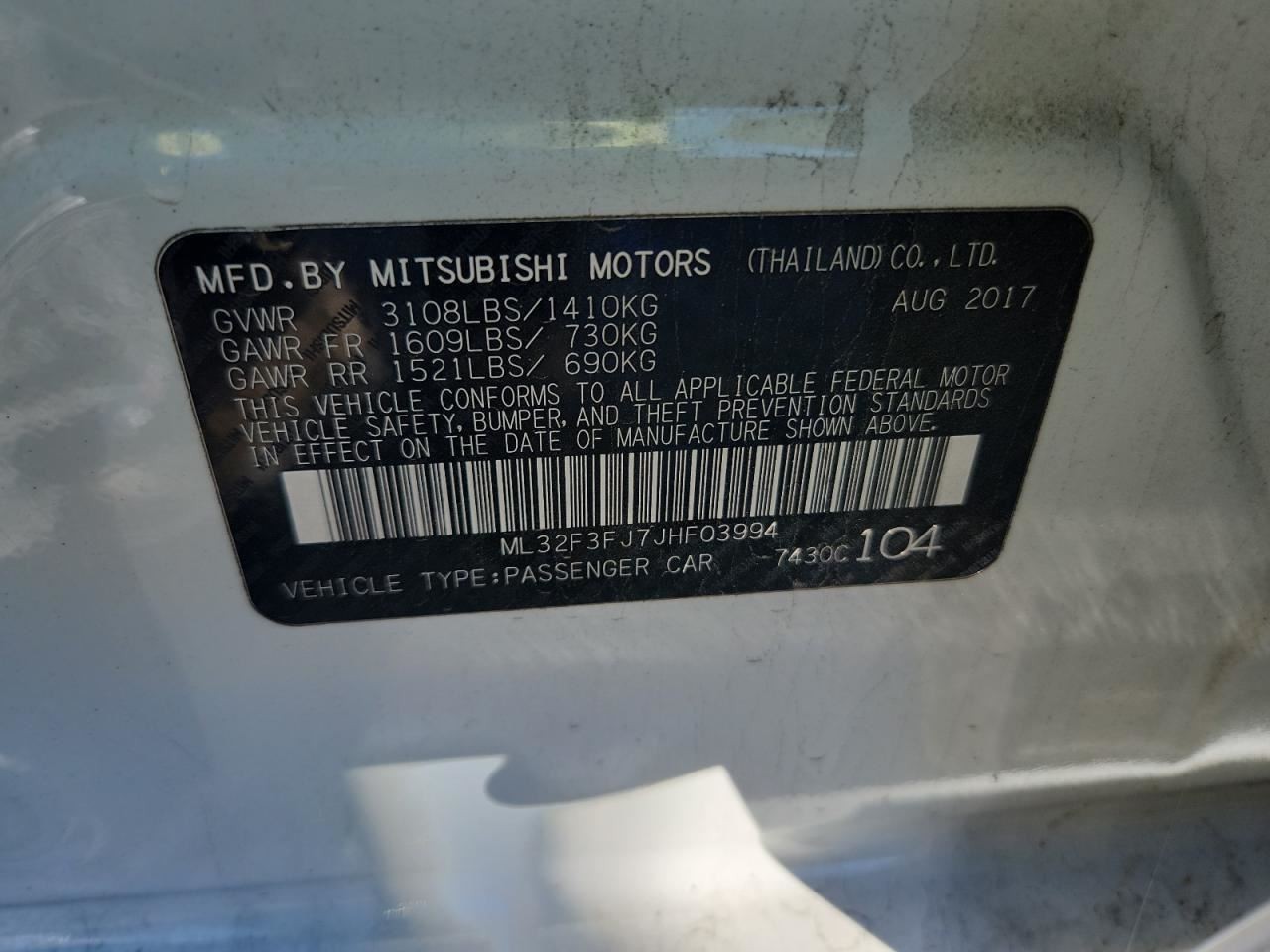 MIRAGE 2018 Glove Box 4998983