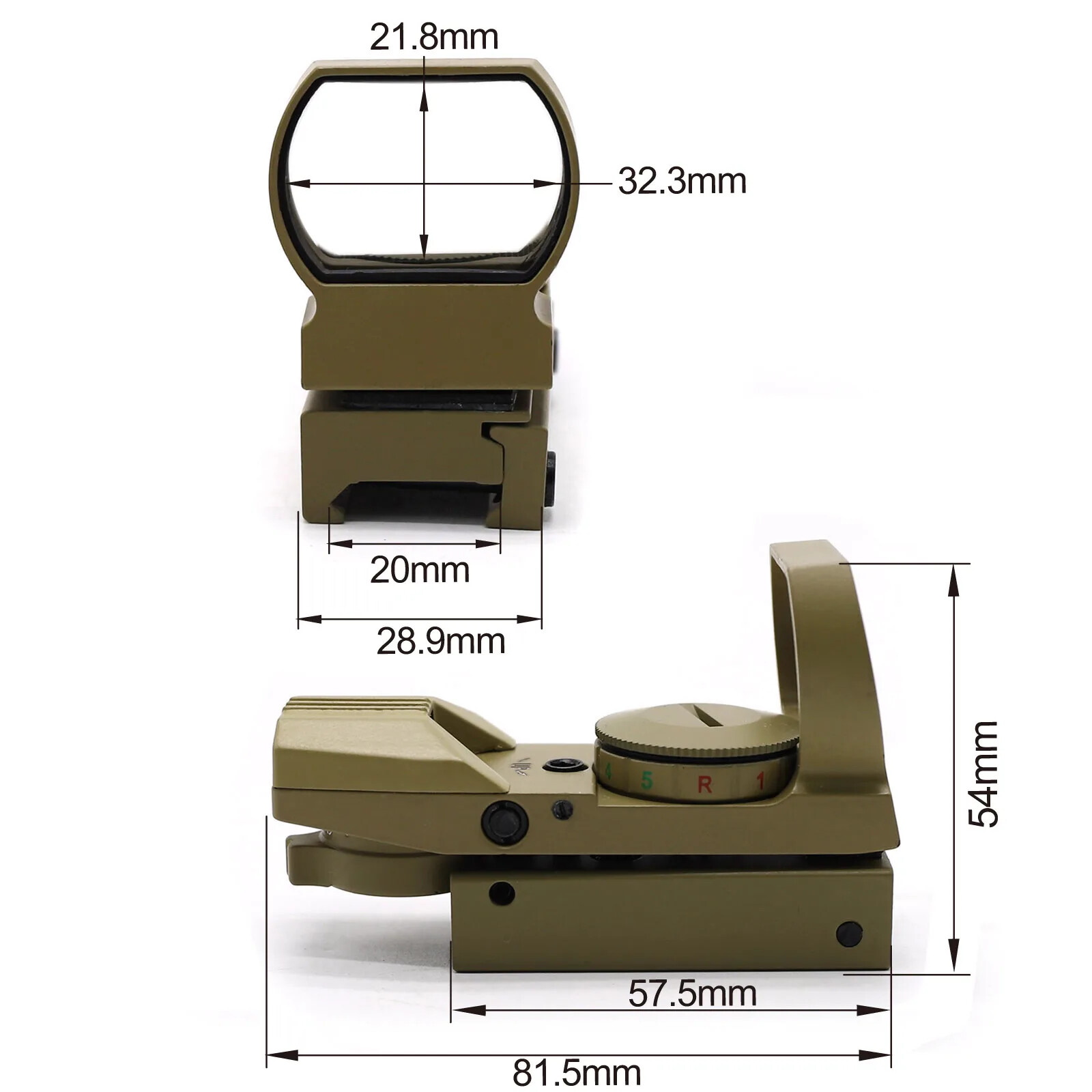 Reflex Optic Red Green Dot Sight Scope For 11/20mm Mount Rail Black/Tan Color