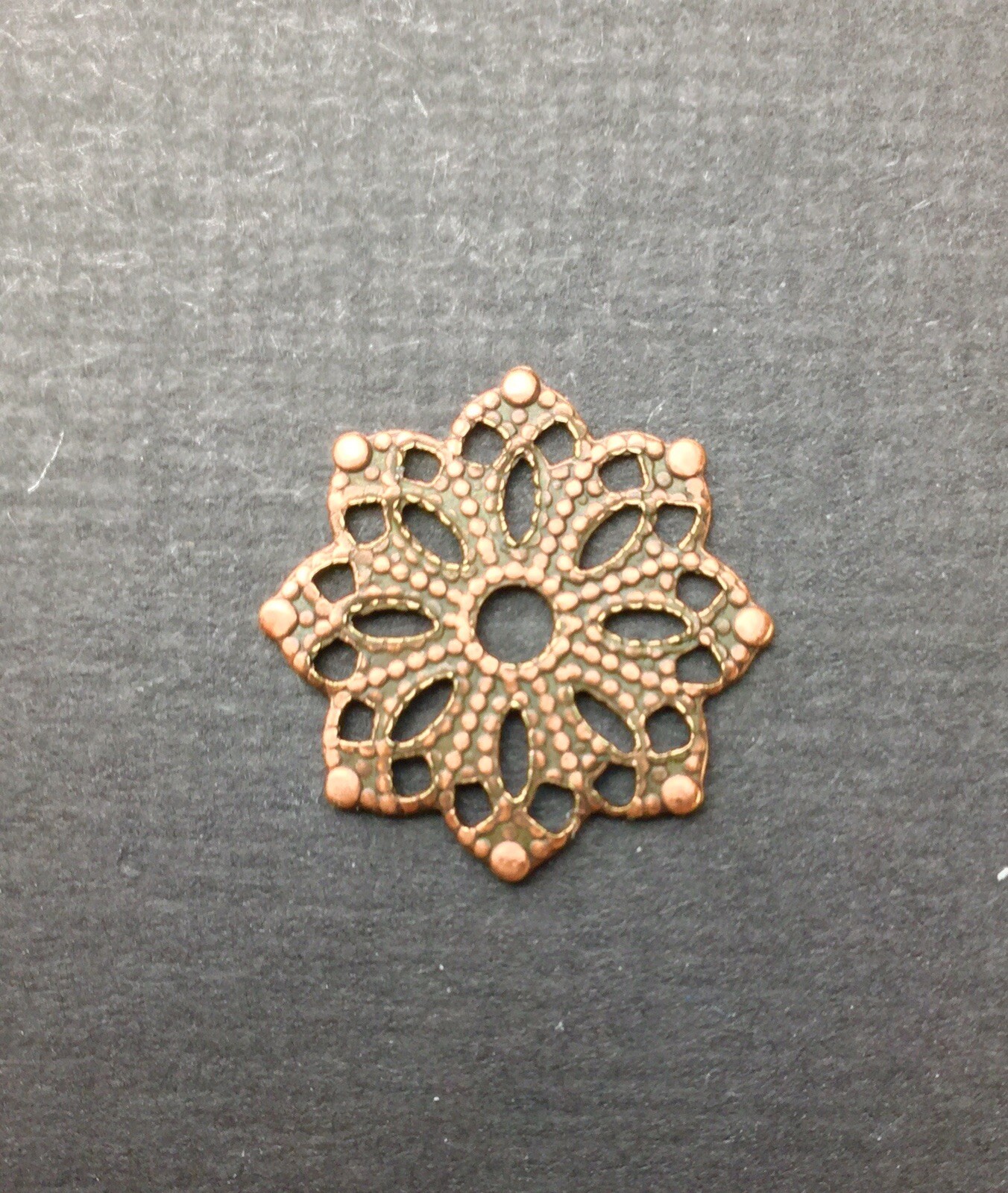 24495 6 Pc Copper Oxidized Victorian Round Filigree Finding
