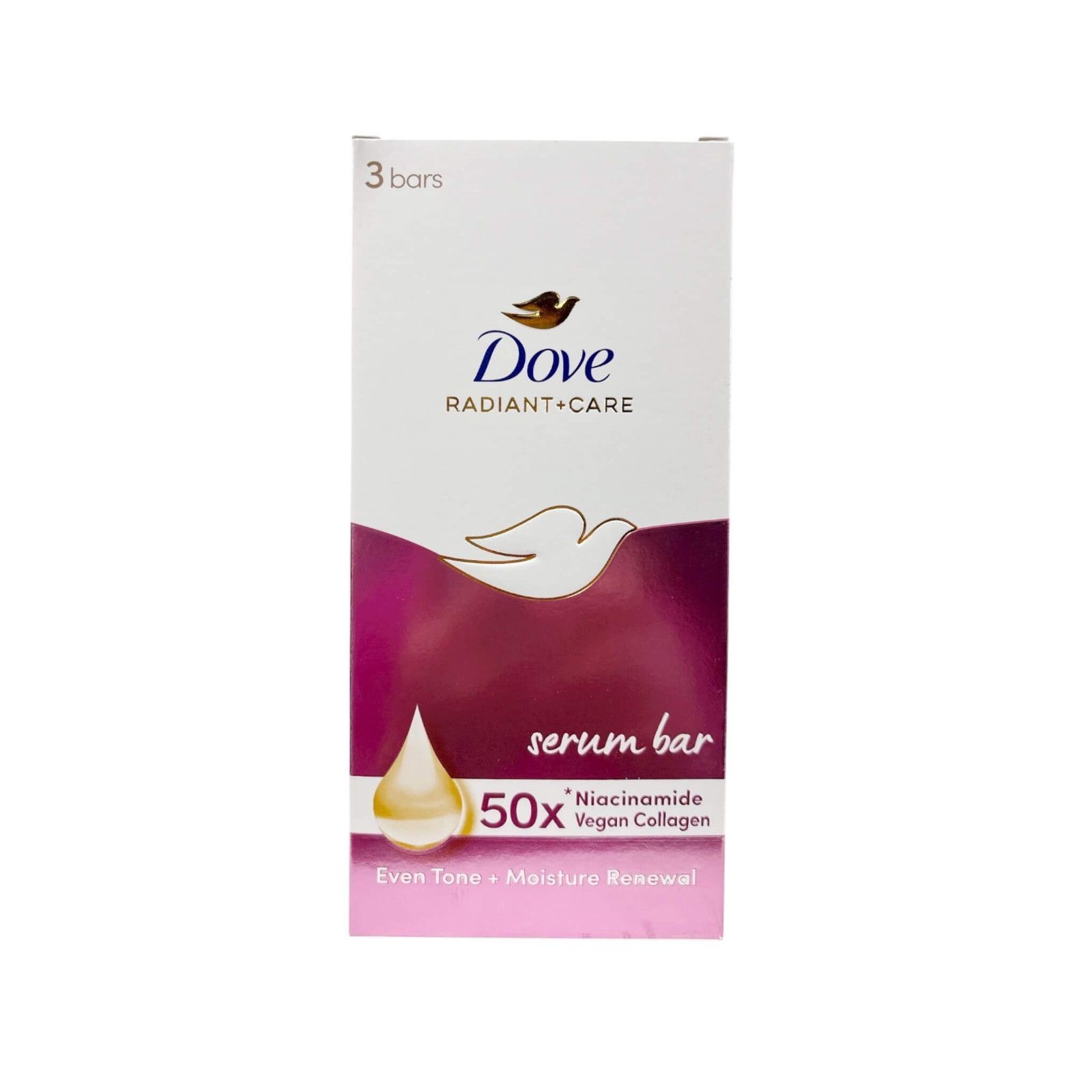 DOVE Radiant+Care Serum Bar 3x90g – Niacinamide, Vegan Collagen & Omega 6
