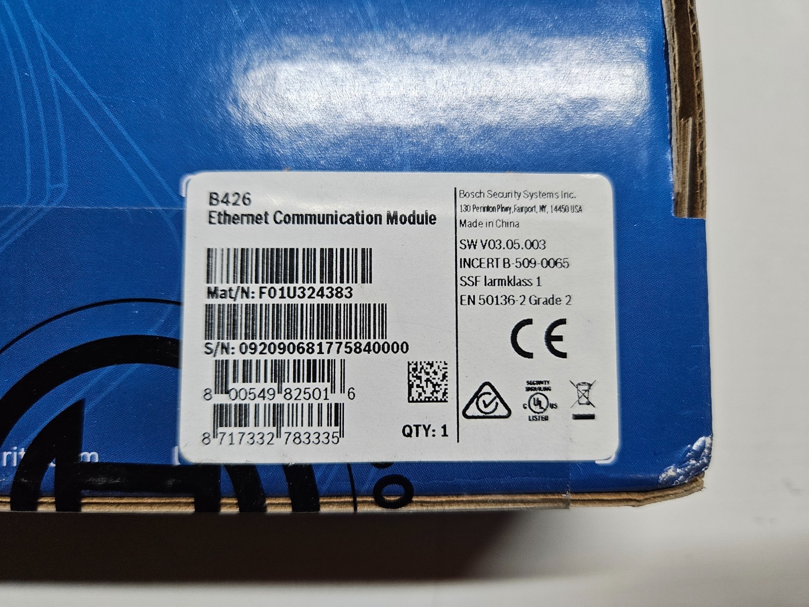 Bosch B426 Ethernet Communication Module - New In Box - Sealed