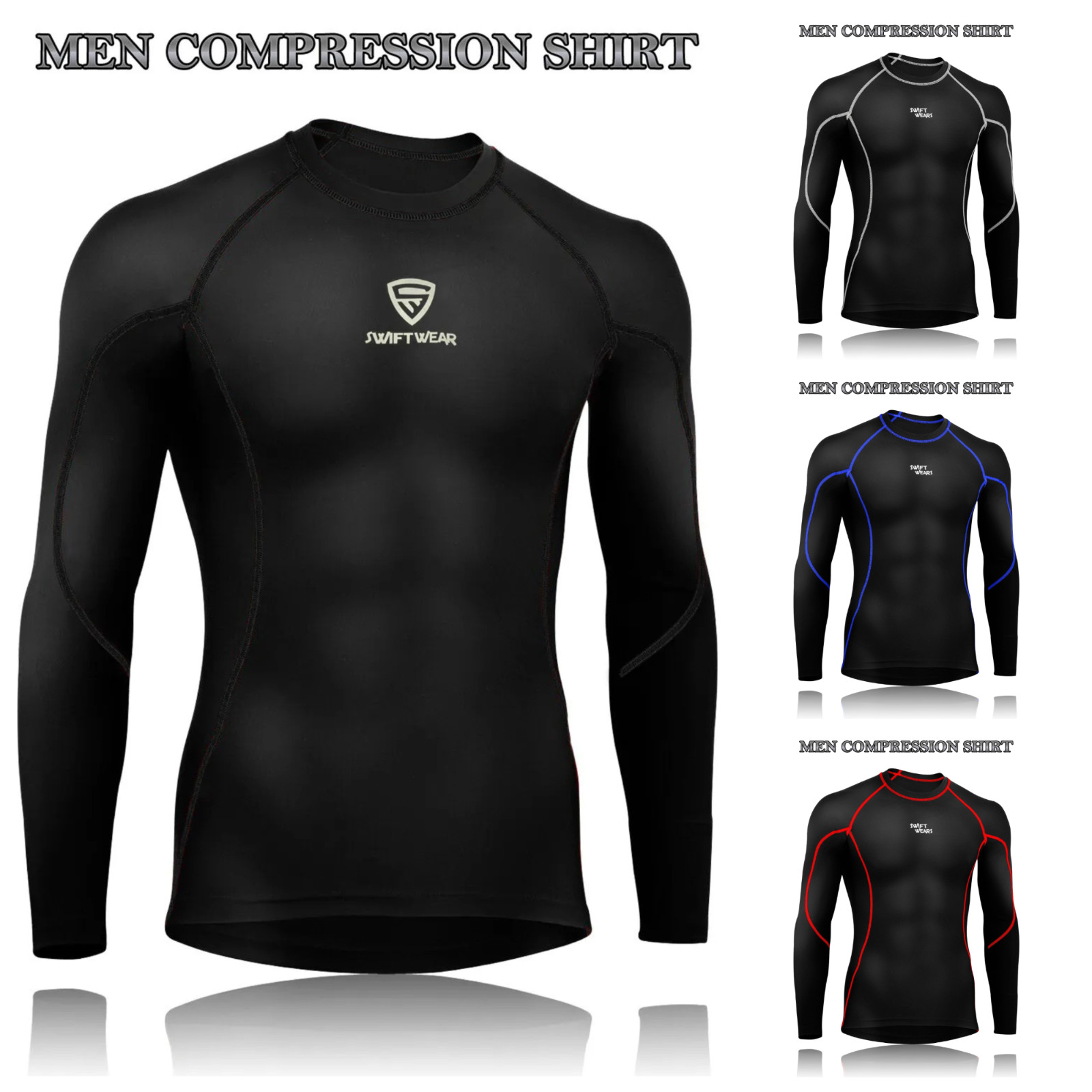 Mens Winter Base Layers Top Gym Training Cycling Thermal Compression Shirts