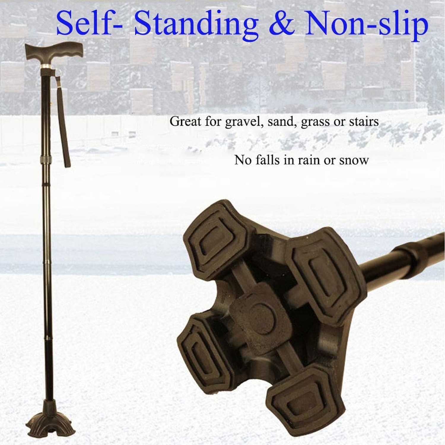 Beyoung Standing Quad Support Cane Tip Mobility Quadpod Stable Cane Support W...