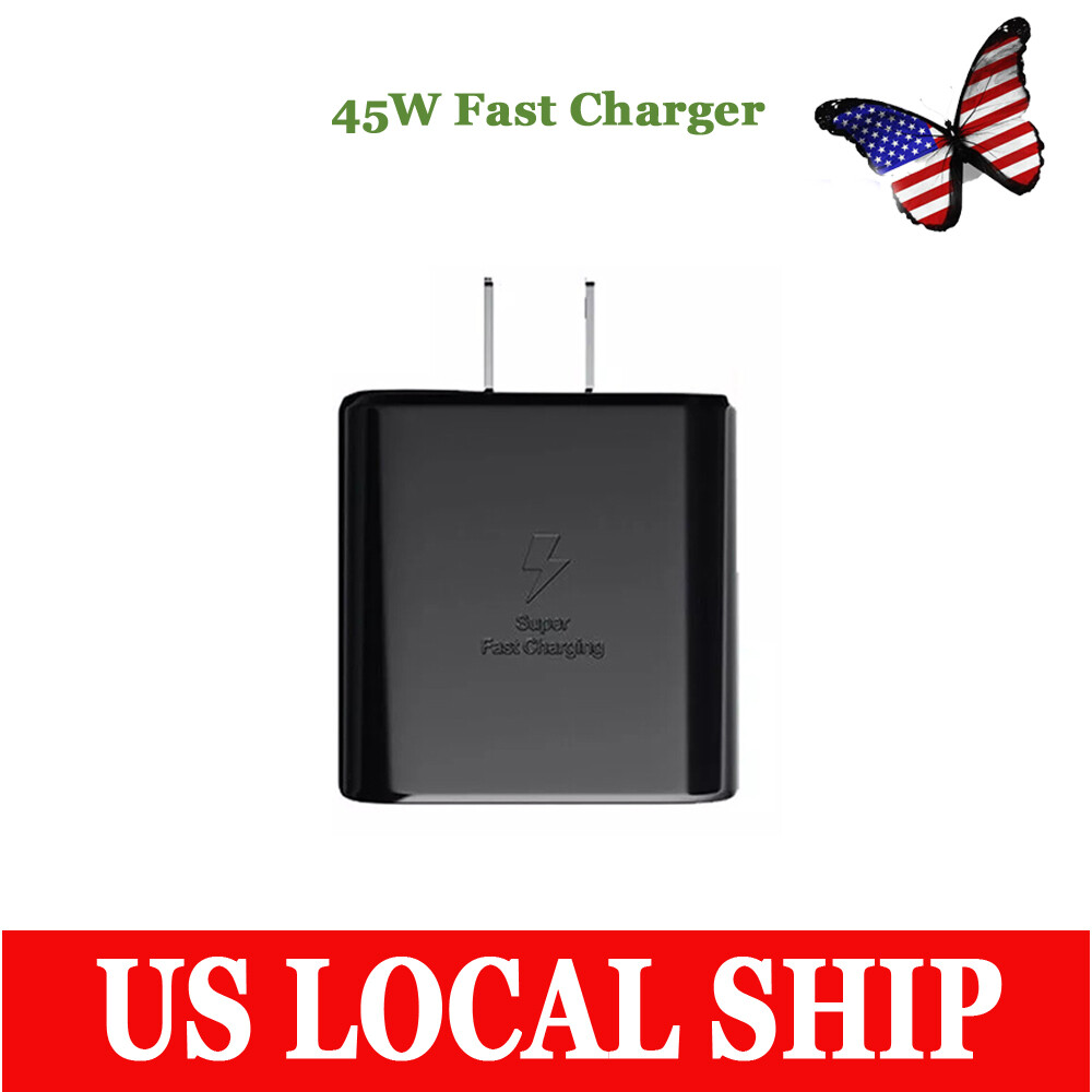 Black Fast Wall Charger 45W Type C Adapter USB-C Wall Charger For Samsung S22 23