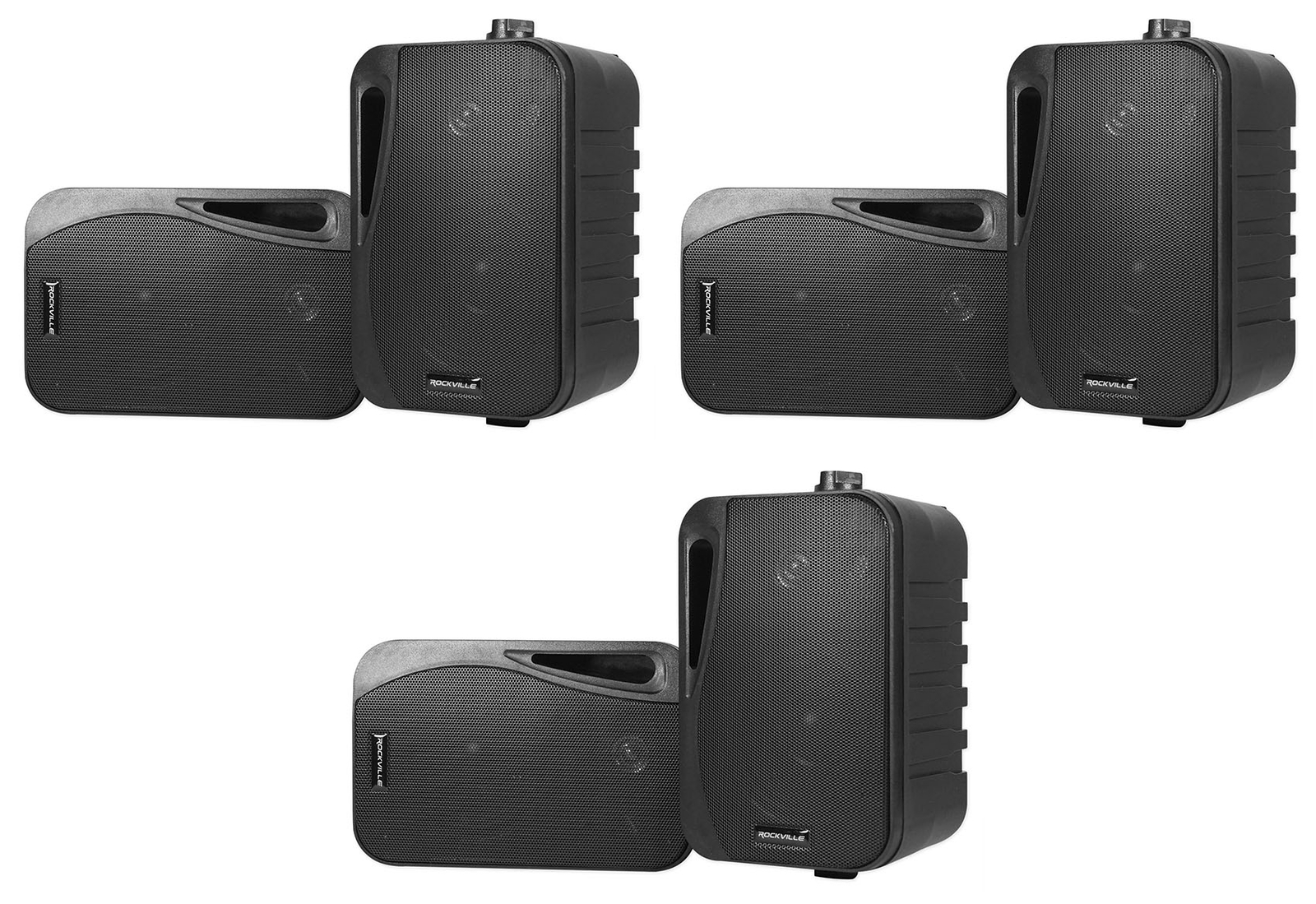 (6) Rockville HP4S Black 4" Outdoor/Indoor Home Theater Patio Swive Speakers