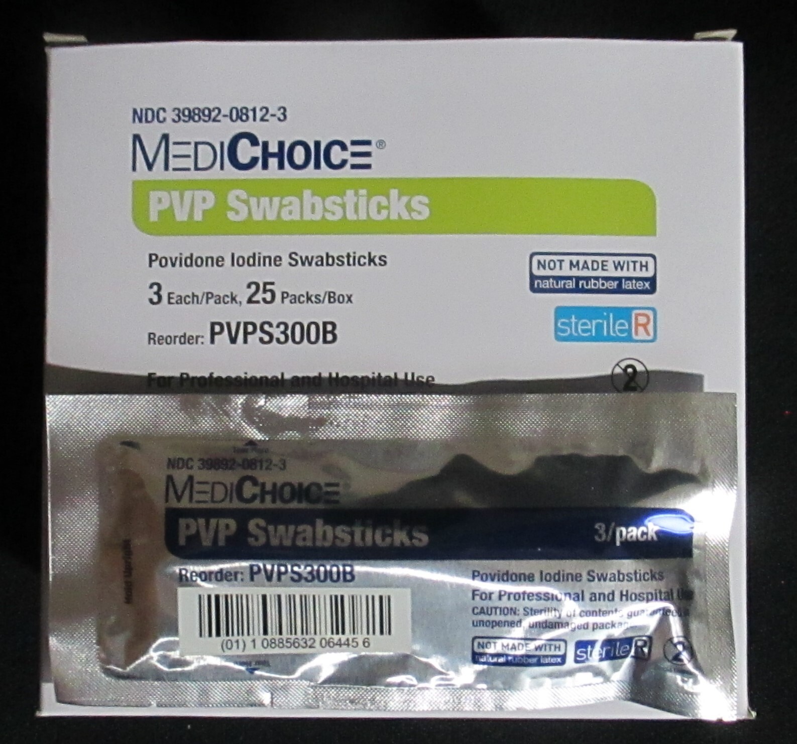 75 - MediChoice Sterile PVP Povidone Iodine Swabsticks 25 Packs of 3 1/20/2027