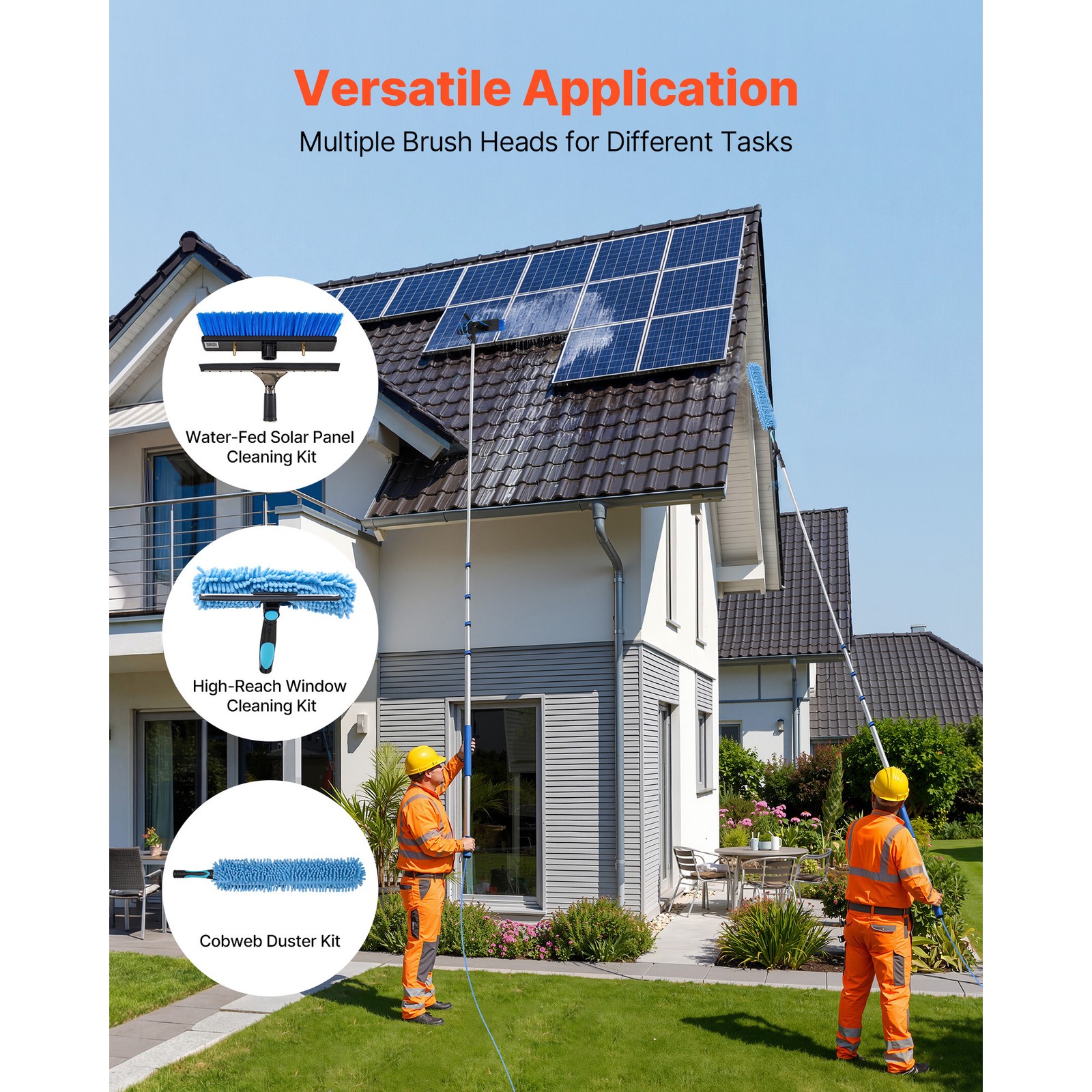 Uimoso Solar Panel Cleaning Kit with 26 ft Water Fed Pole and Brush System