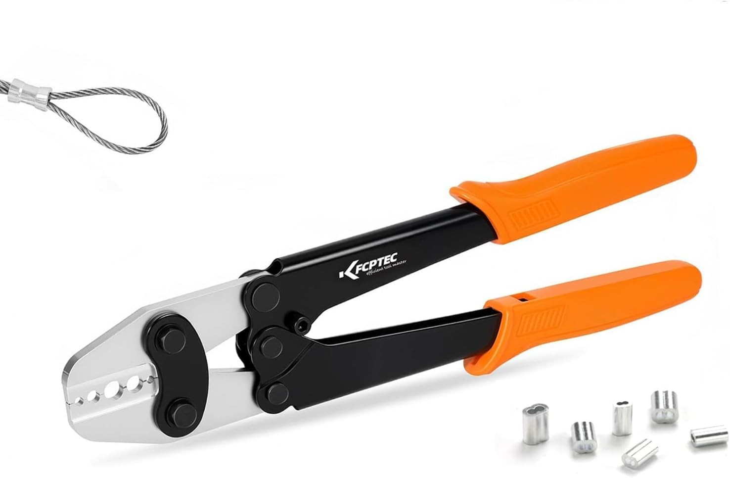 Wire Rope Crimping Tool for 1/16'', 3/32'', 7/64'', 1/8'', 5/32'', 3/16'' Alumin