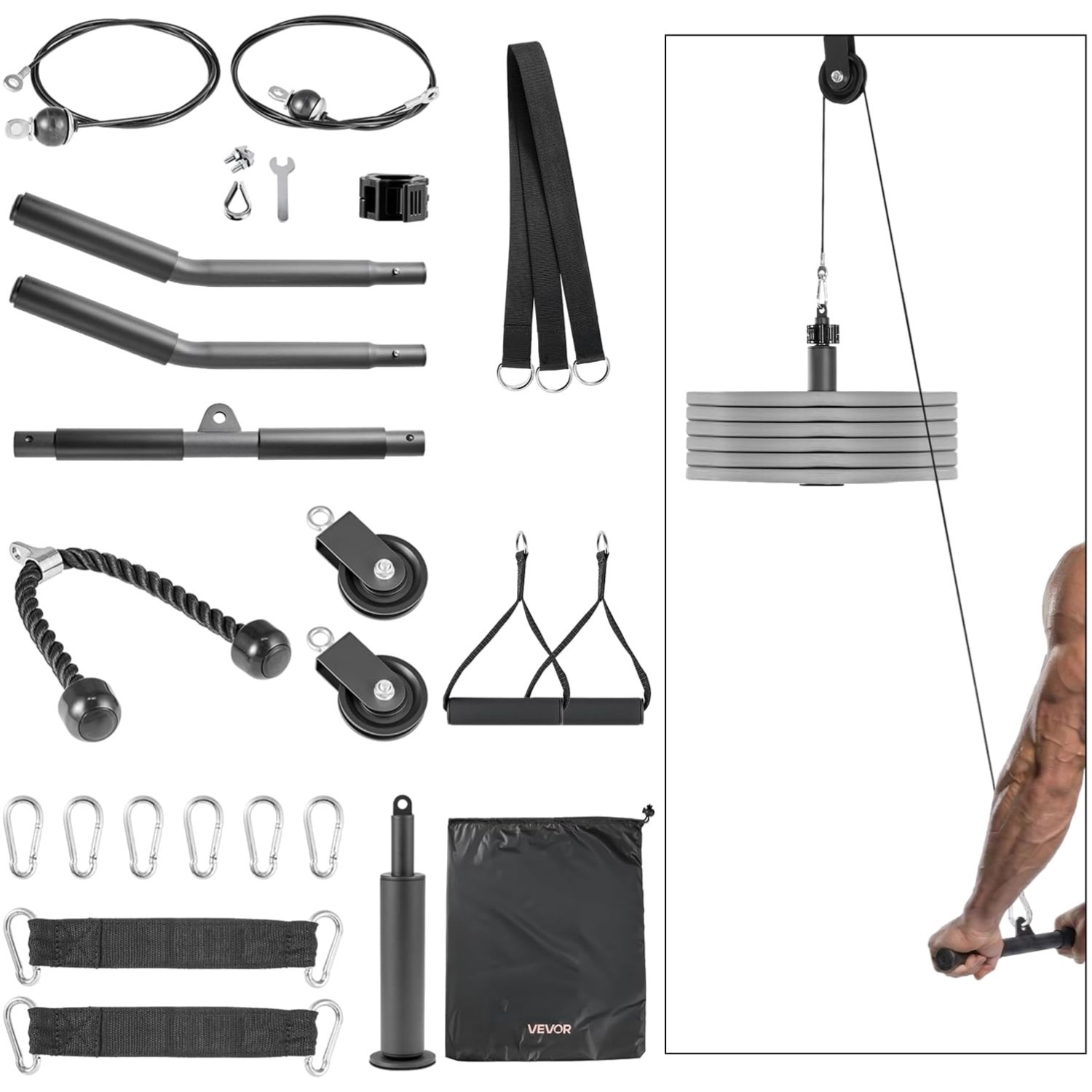 LAT Pulldown Attachments - 330 lbs Capacity for Effective Home Workouts