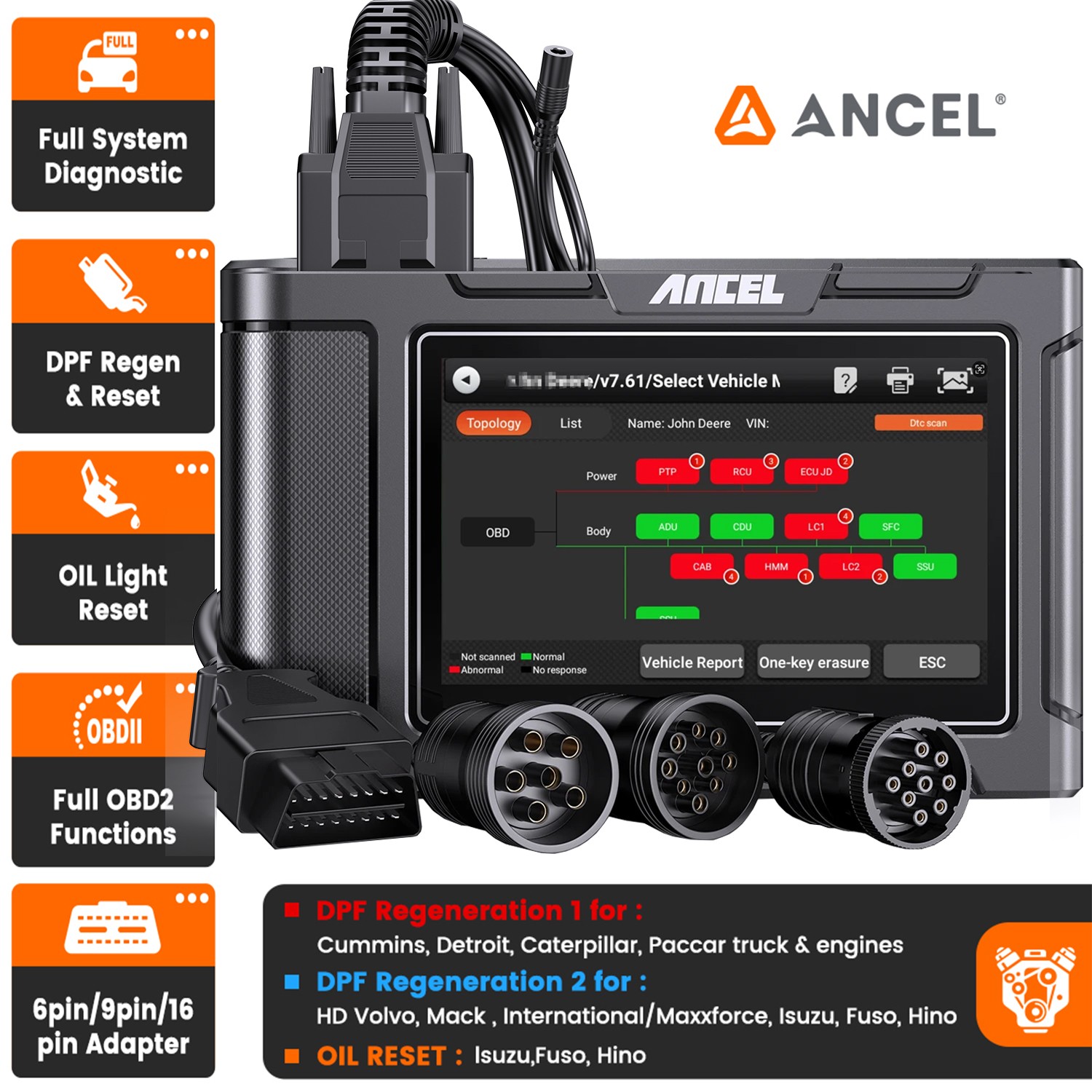 Heavy Duty Truck Scanner ANCEL HD3400 Pro Full System Diesel Scanner Diagnostic