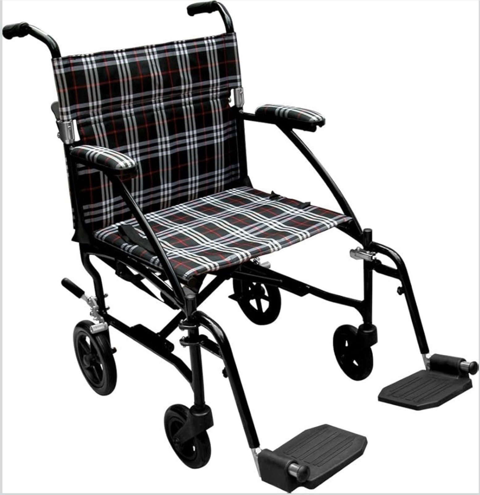 Drive Medical DFL19-BLK Fly-Lite Lightweight Folding Transport Wheelchair Black