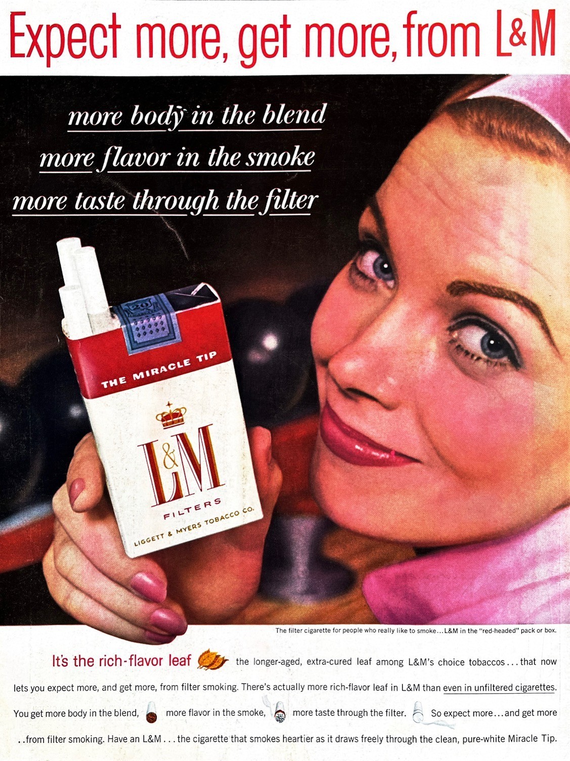 1961 L&M CIGARETTES Genuine Vintage Print Ad Cigarettes Tobacco Smoking