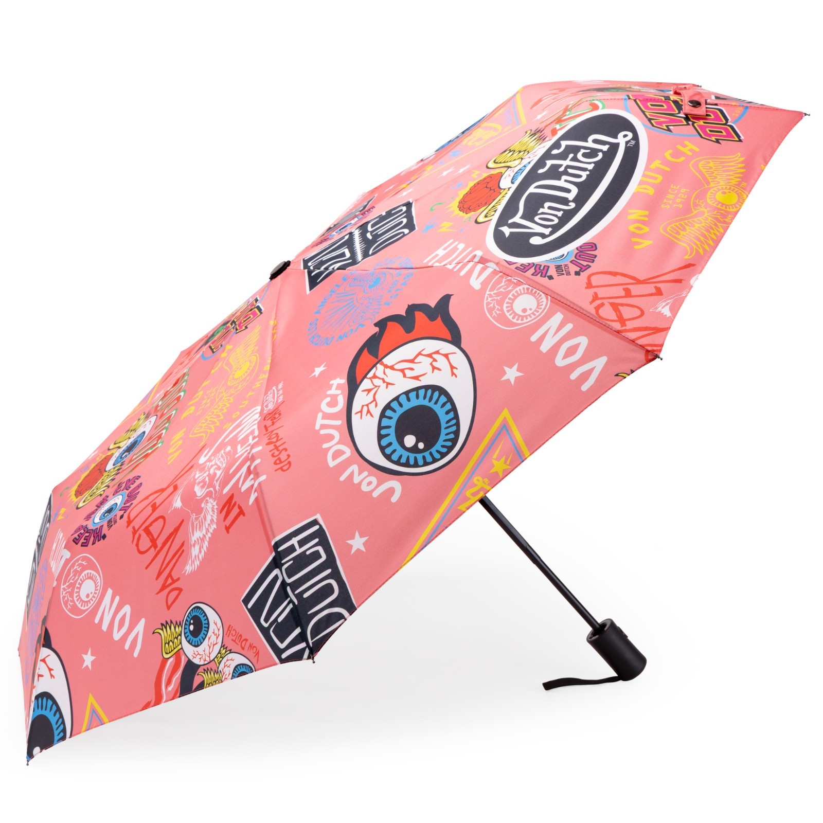 Von Dutch Pink Jax Compact Automatic Umbrella, Strong & Portable