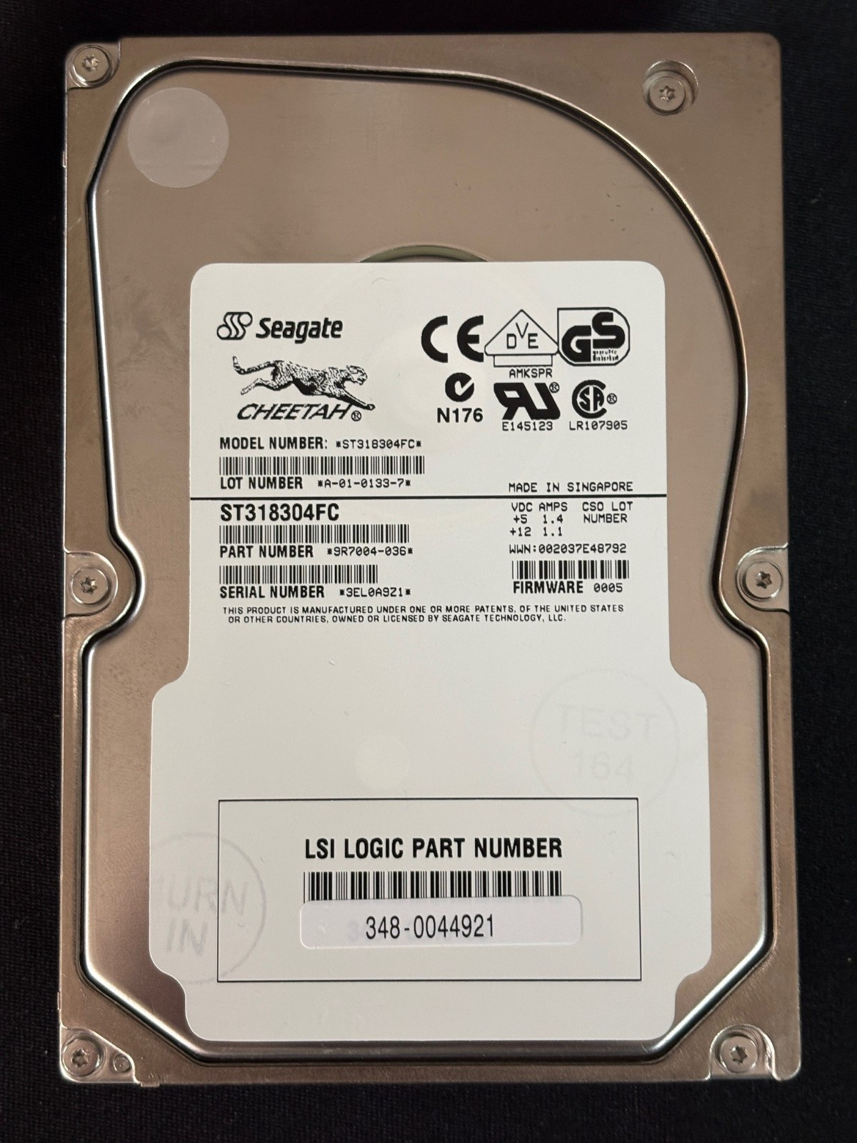 ST318304FC - 9R7004-036  18GB Disk Drive - 10K - 1Gbps - LSI PN 348-0044921