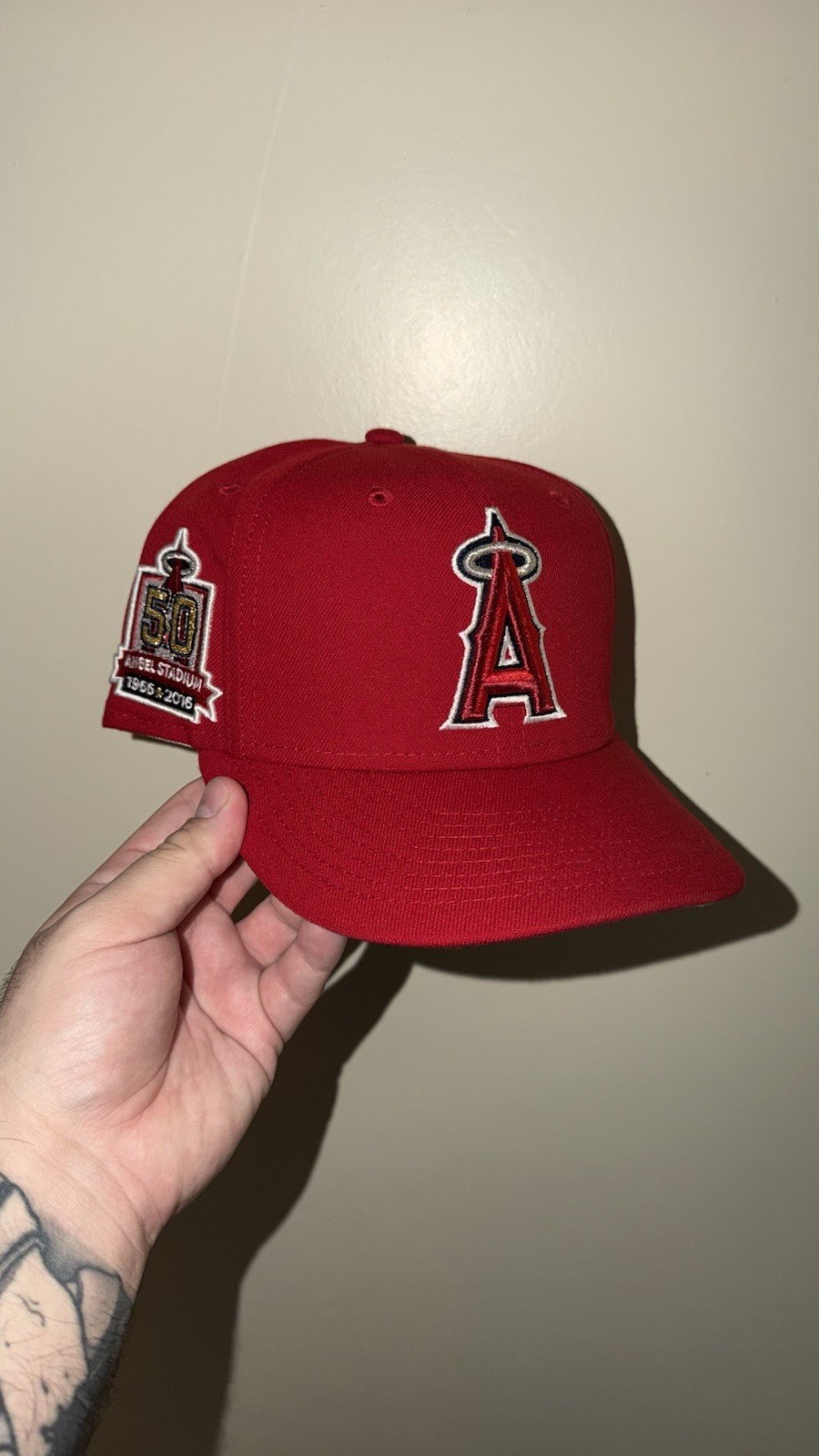 Los Angeles Angels Red 50th Anniversary Baseball Hat with Patch Size 7 1/2