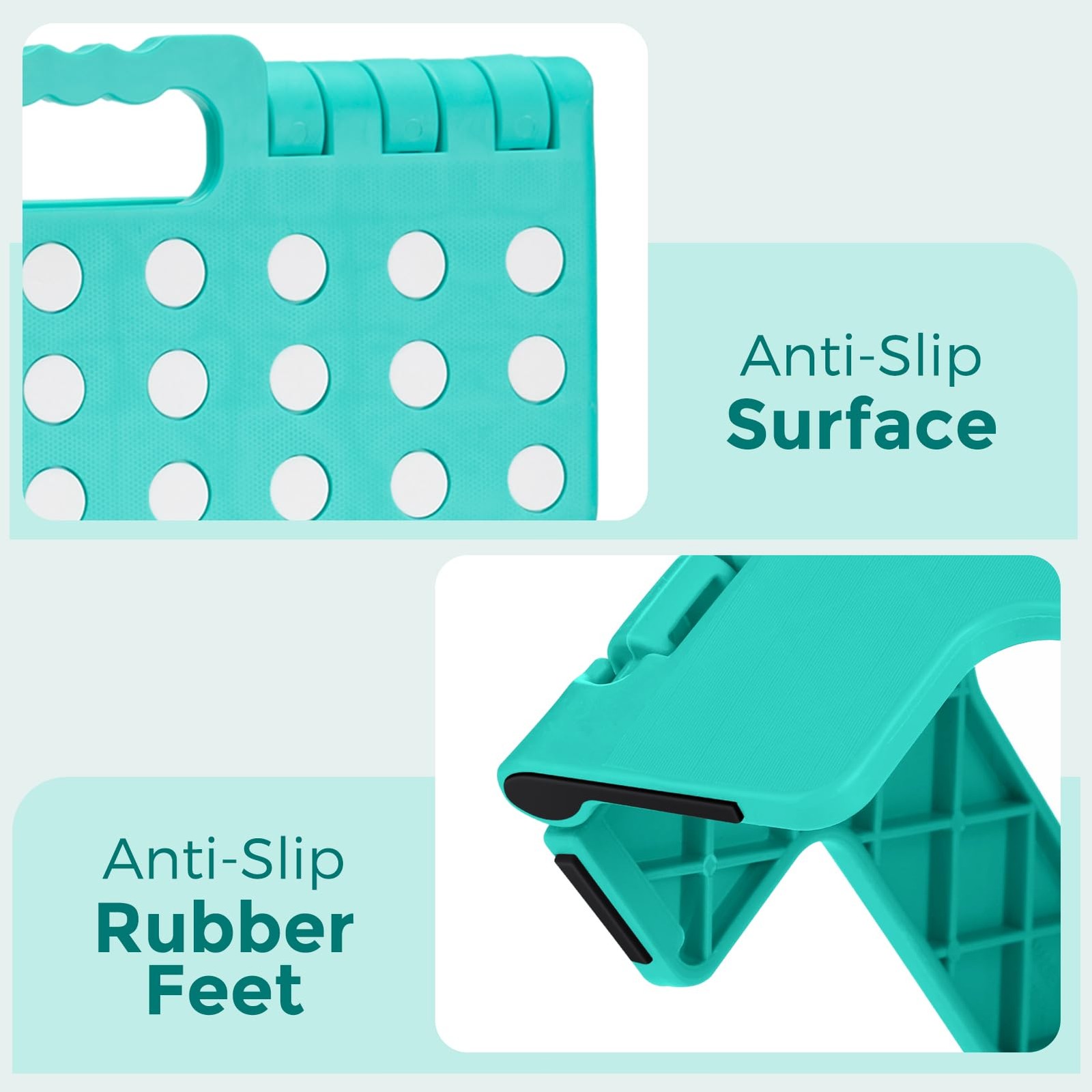 ACKO Folding Step Stool 13 Inch, Sturdy Collapsible 13 Teal