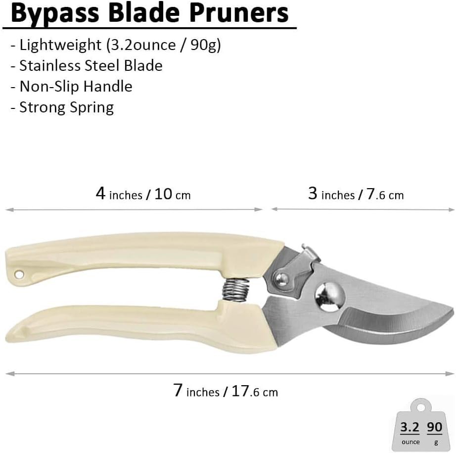 BUGUI Bypass Garden Pruning Shears - 2 Pack, Ultra 7" (C010), Ivory