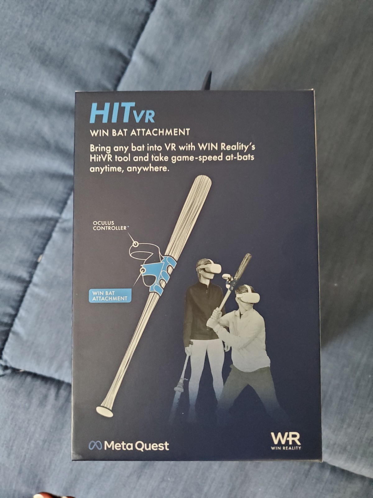 Win Reality HITVR Bat Attachment for Meta Quest VR Controller, Blue