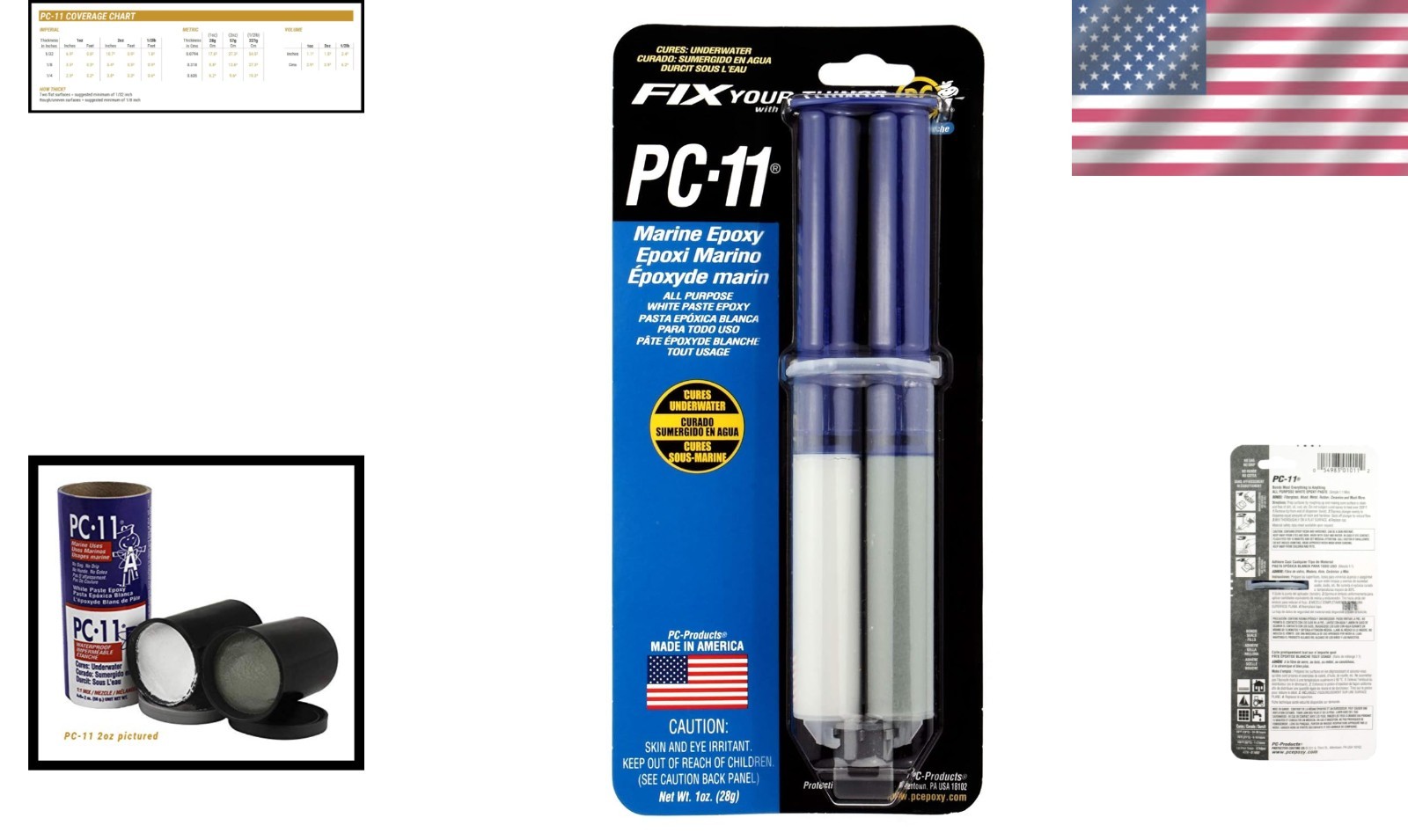 Two-Part PC-Products Epoxy Paste, 1oz Syringe - Bonds in Wet & Dry Conditions