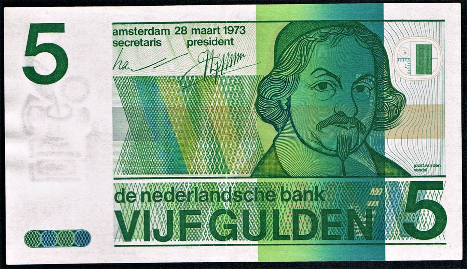 NETHERLANDS - 5 GULDEN 28.3.1973 UNC P 95a