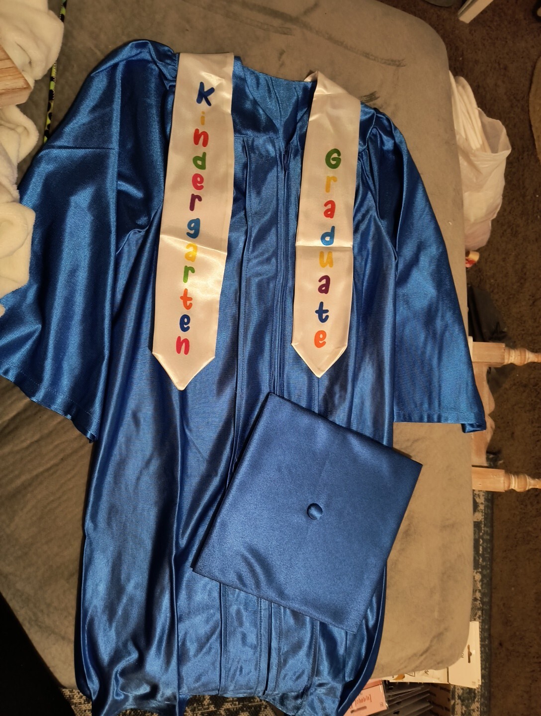 Kindergarten Graduation Set Cap And Gown With Kindergarten Graduate Sash Blue
