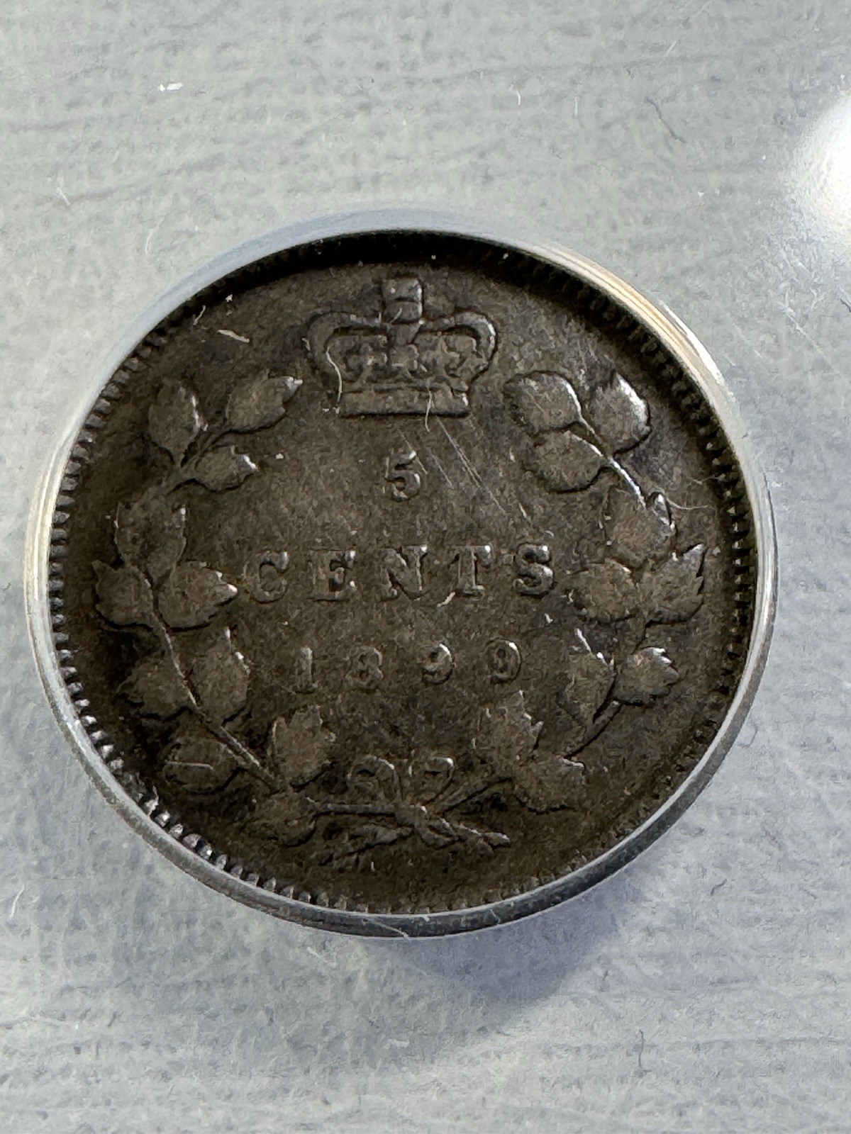 1899 Canada 5 Cents Small Silver Coin Graded VG 10 by ANACS