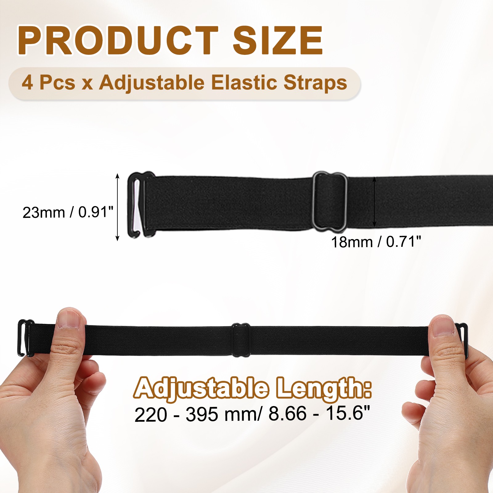 4Pcs Adjustable Elastic Straps, 8.7"-15.6" Adjustable Sofa Covers Band, Black