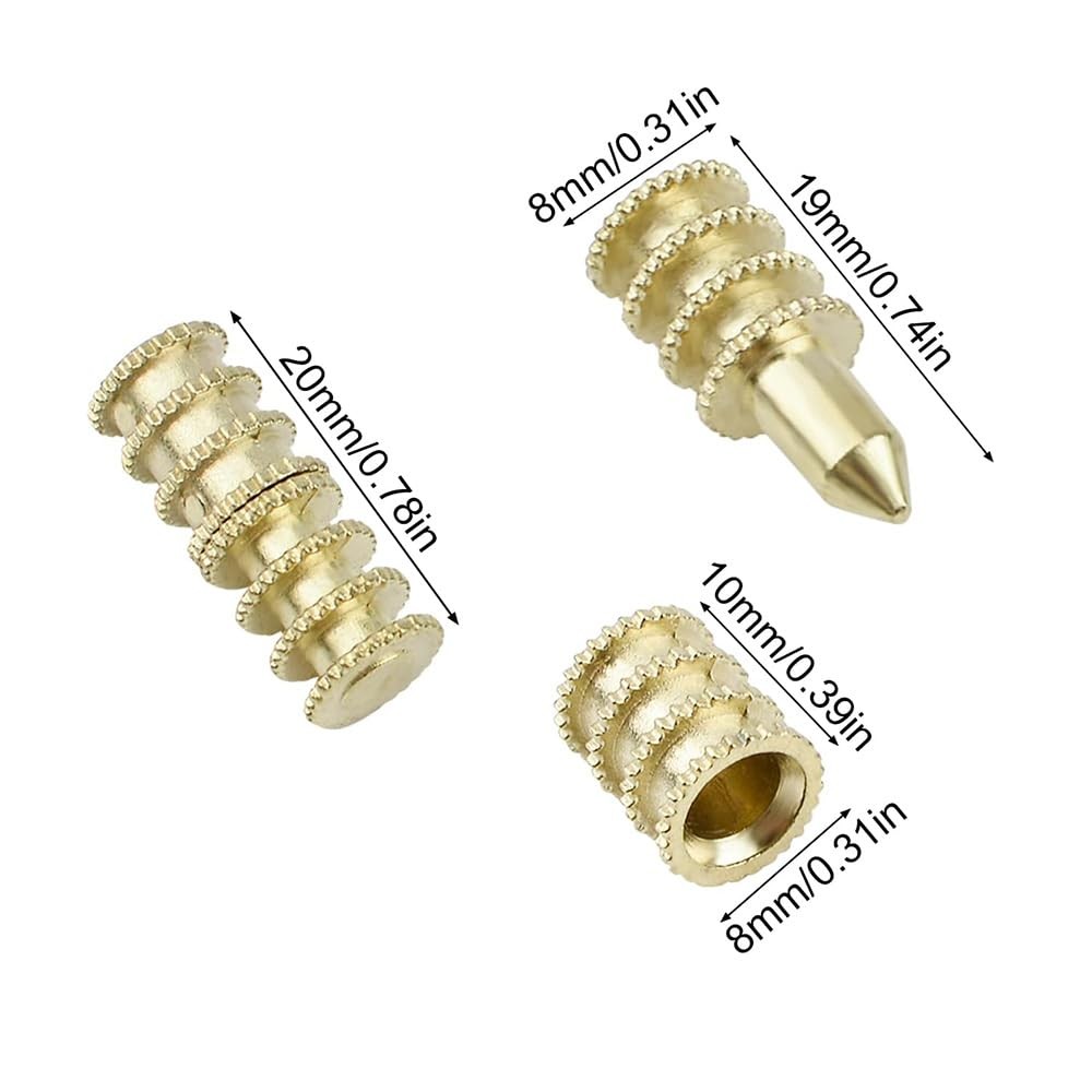 15Pcs Brass Table Leaf Dowel Pin Table Bolt Sleeve Connectors Table Leaf Hardwar