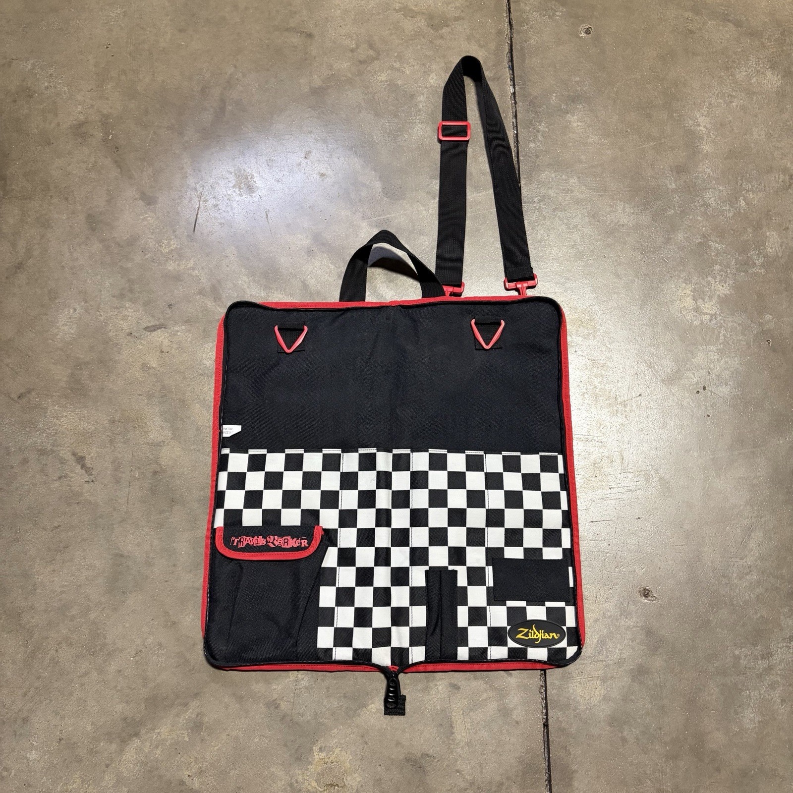 Vintage Zildjian Travis Barker Checkered Drumstick Bag Music Blink 182 Crossbody