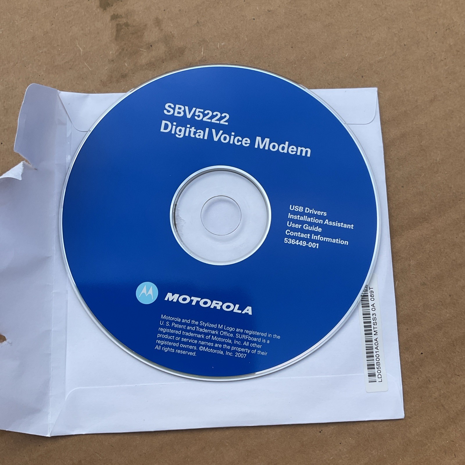 Motorola SBV5222 SURFboard Digital Voice Modem Installation CD-ROM B5