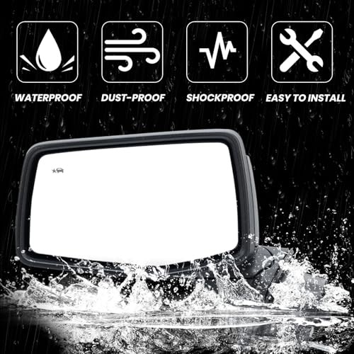 Left Driver Side Mirror Compatible with 2019 2020 2021 2022 Left-7 Pins Black