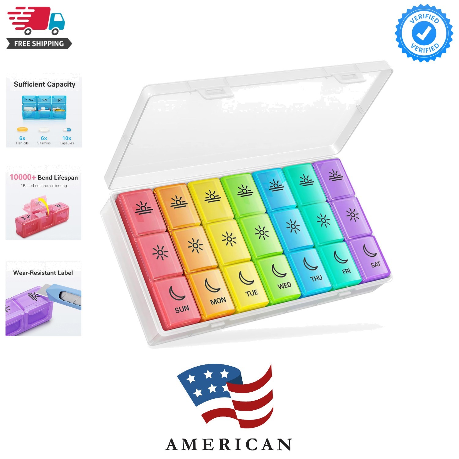 Pill Organizer 3 Times a Day, Weekly Pill Organizer 3 Times a Day, 7 Day Pill...