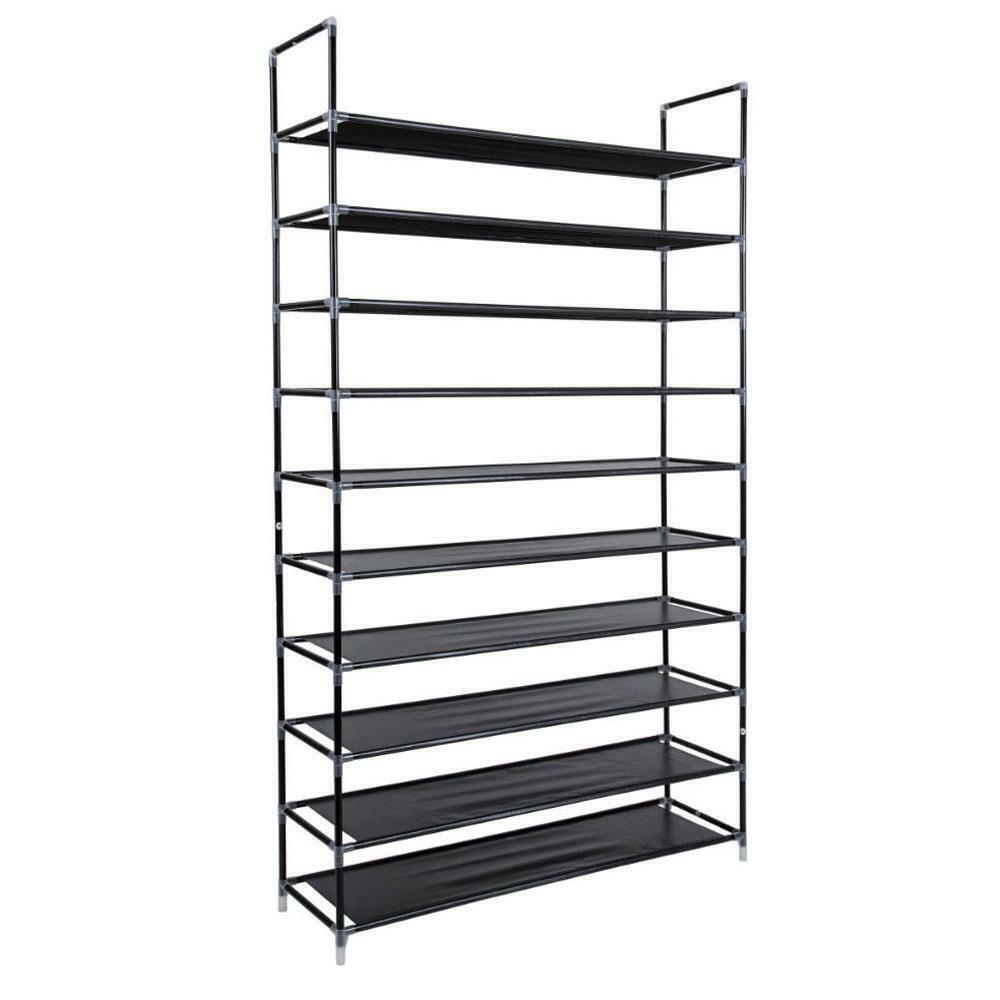 Large Shoe Rack Organizer Storage Pairs Shoes Shelves Space 10 Tier 50 Pairs BK