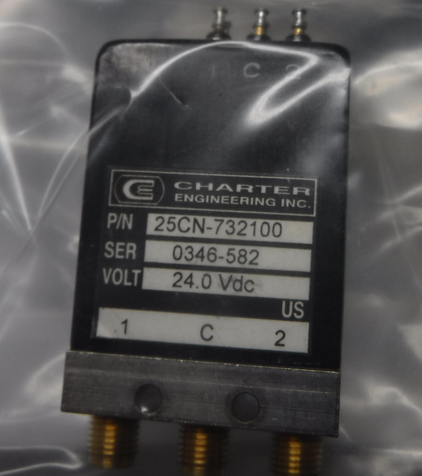 CHARTER 25CN-732100 24VDC RELAY    UNINSTALLED CONDITION     FREE  SHIPPING
