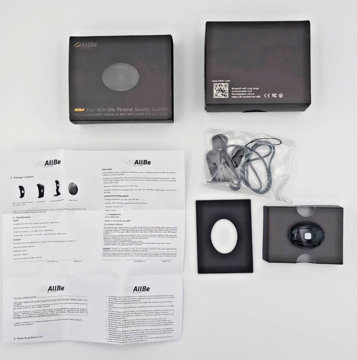 AllBe 1 Multi-Sensor Bluetooth BLE Multi-Sensor Personal Safety Device AllBe1